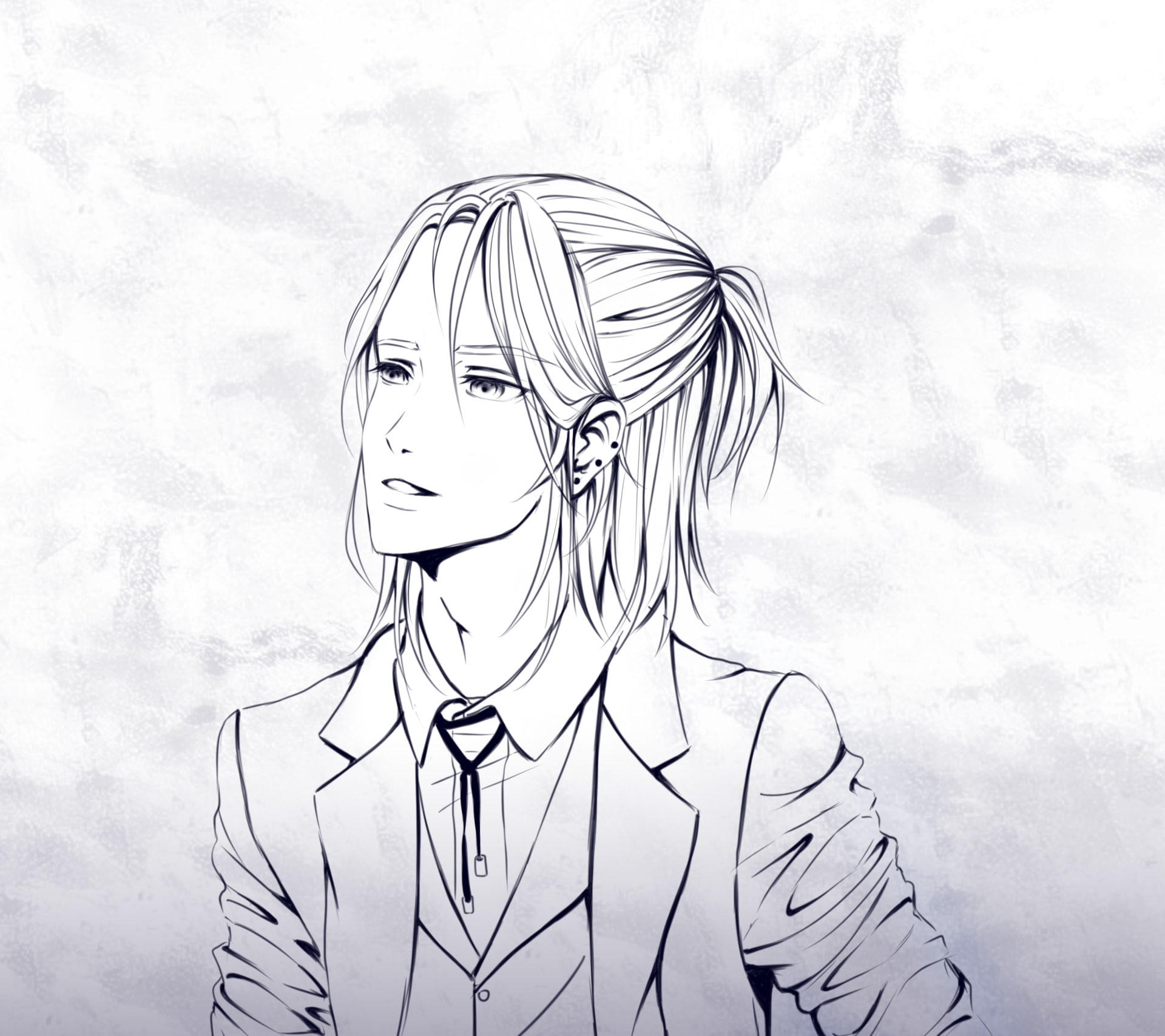 Guy, Boy, 1080P, Sketch, Original, Anime, Ponytail, HD Wallpaper
