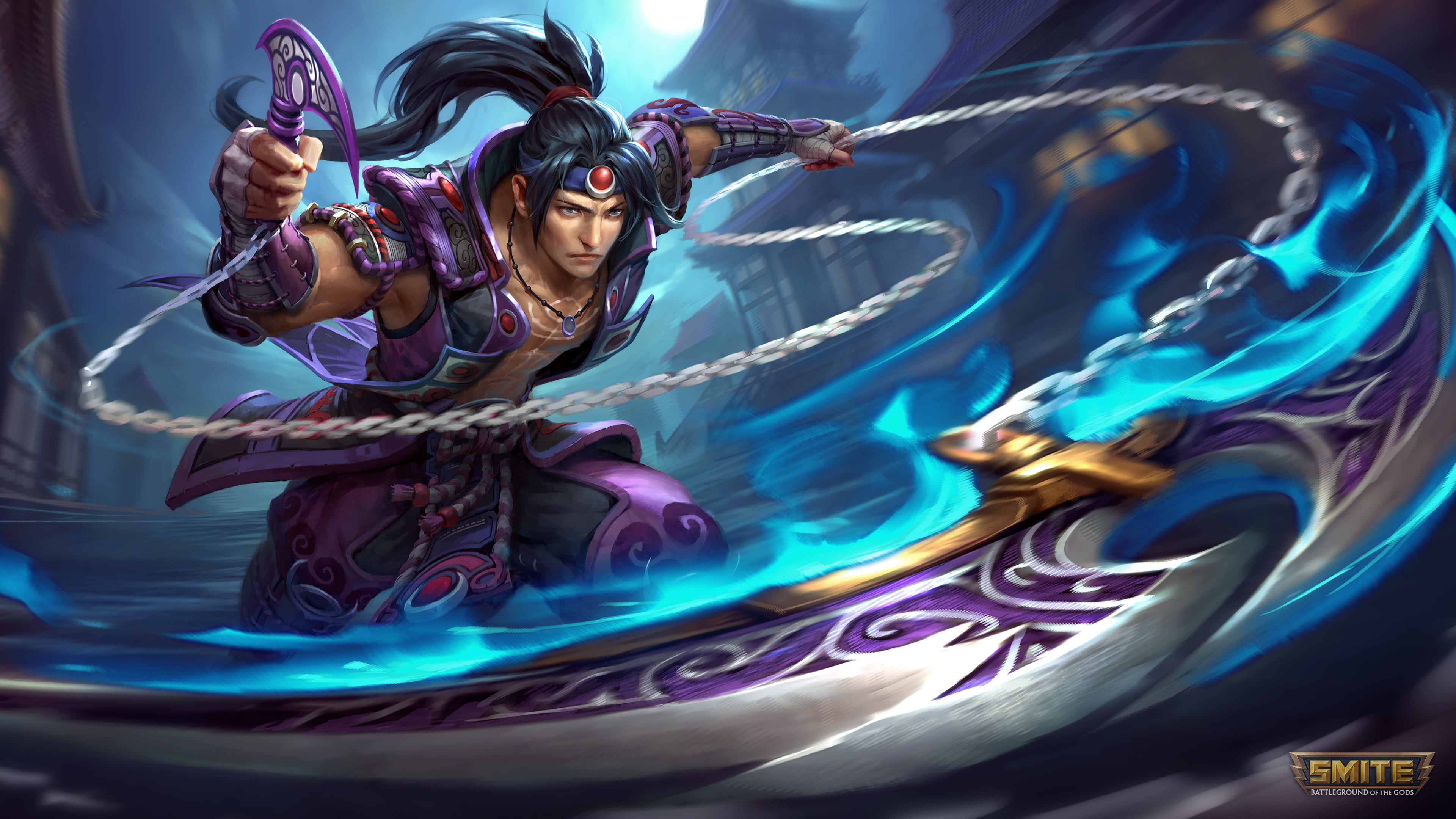 Tonfa, Tsukuyomi (Smite), 4K, Smite, armored, watermarked, HD Wallpaper
