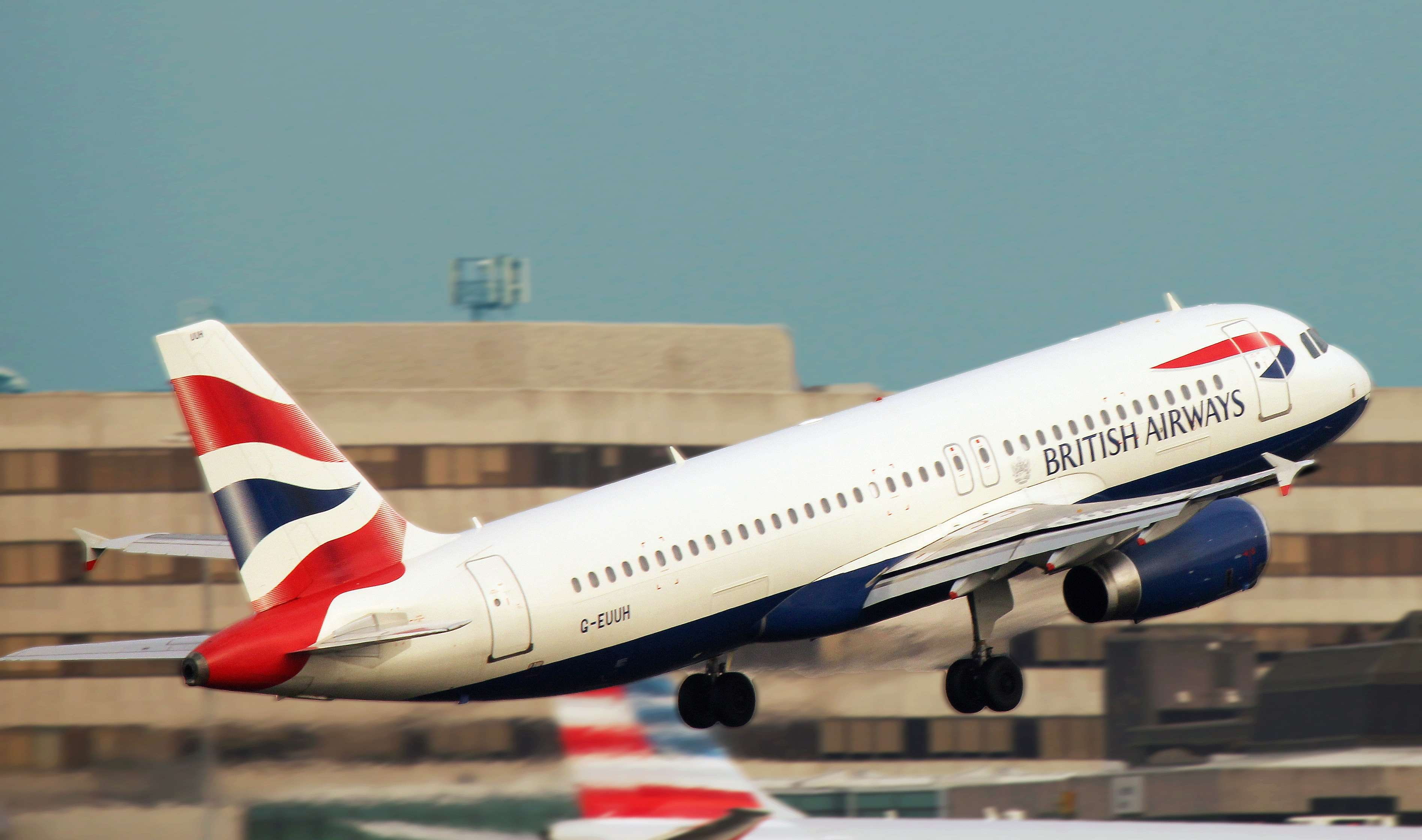 airport, striped, nature, architecture, travel, british airways, mode of transportation, aviation, blue, departure, transportation, aerospace industry, HD Wallpaper