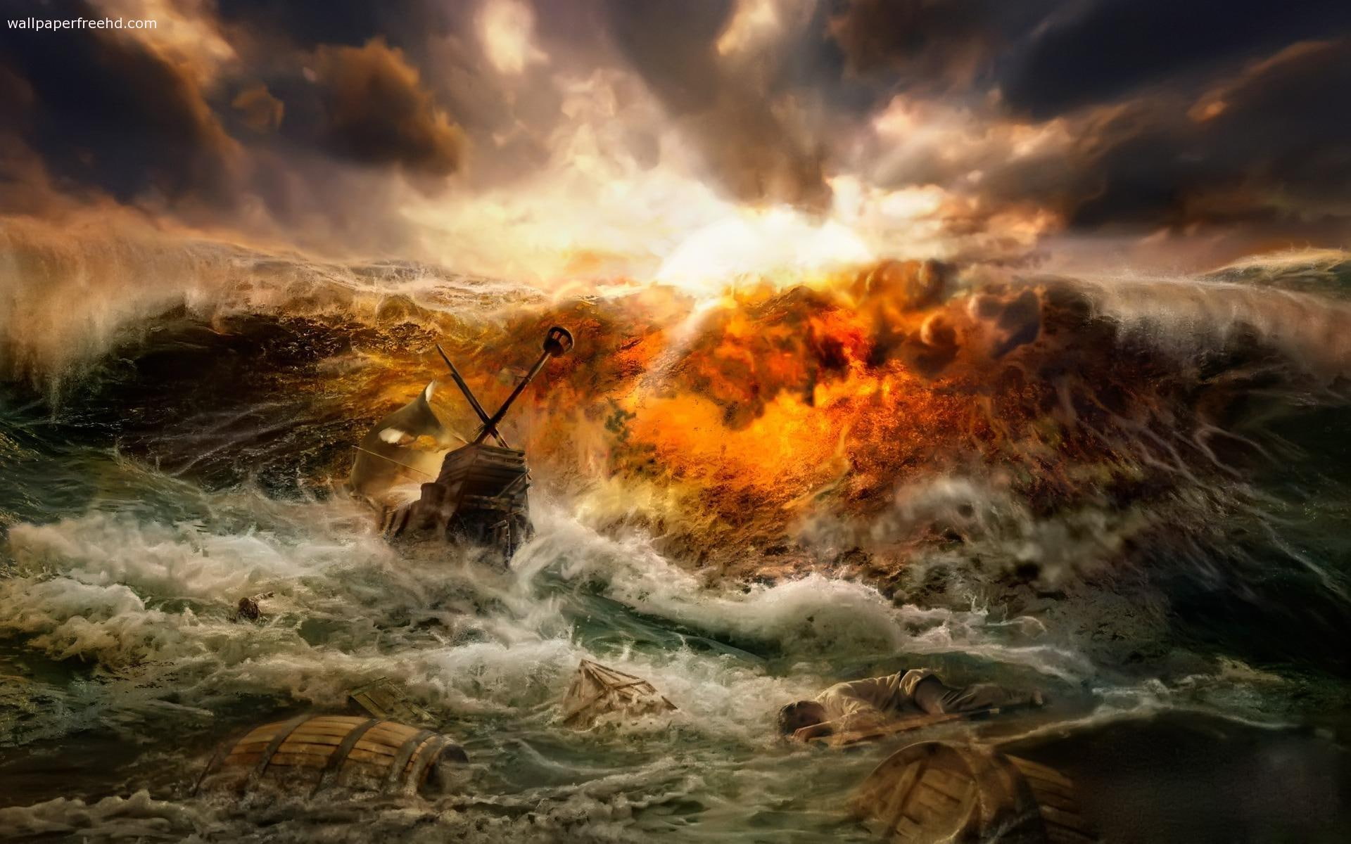 photography, shipwreck, 1080P, 3d and abstract, people, other, fantasy, animation, entertainment, beautiful, HD Wallpaper