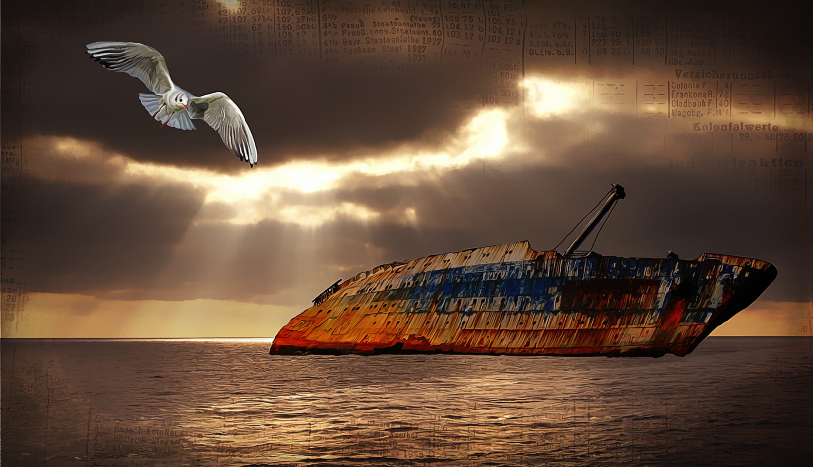 2K, mode of transportation, frack, seagull, Lake, sky, sea, animal, digital composite, ruined, lighting, greeting card, Sky, transportation, sailboat, HD Wallpaper