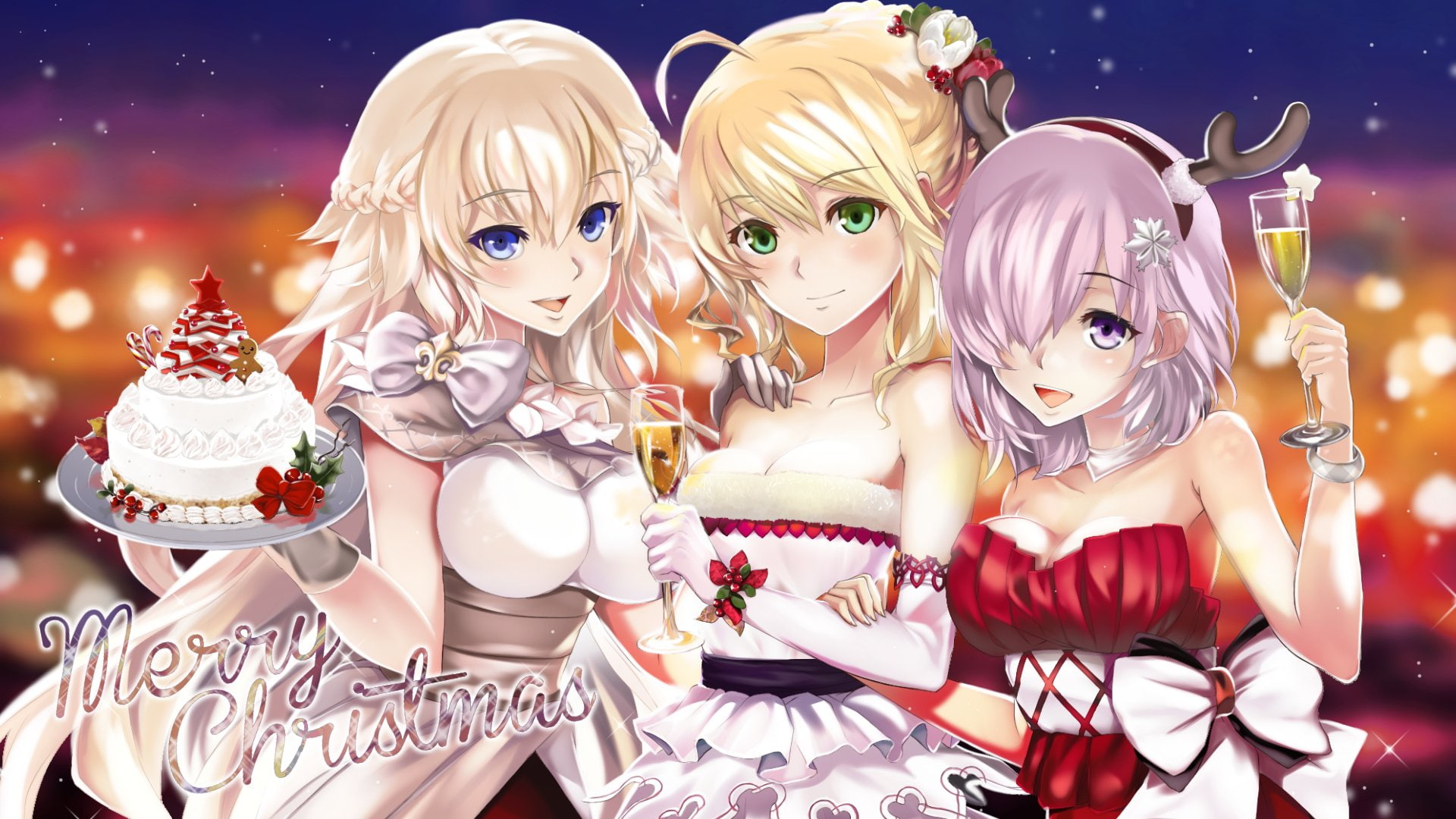 side by side, sweet, blond hair, choice, Mashu Kyrielight, people, male likeness, human representation, female likeness, Saber (Fate Series), clothing, HD Wallpaper