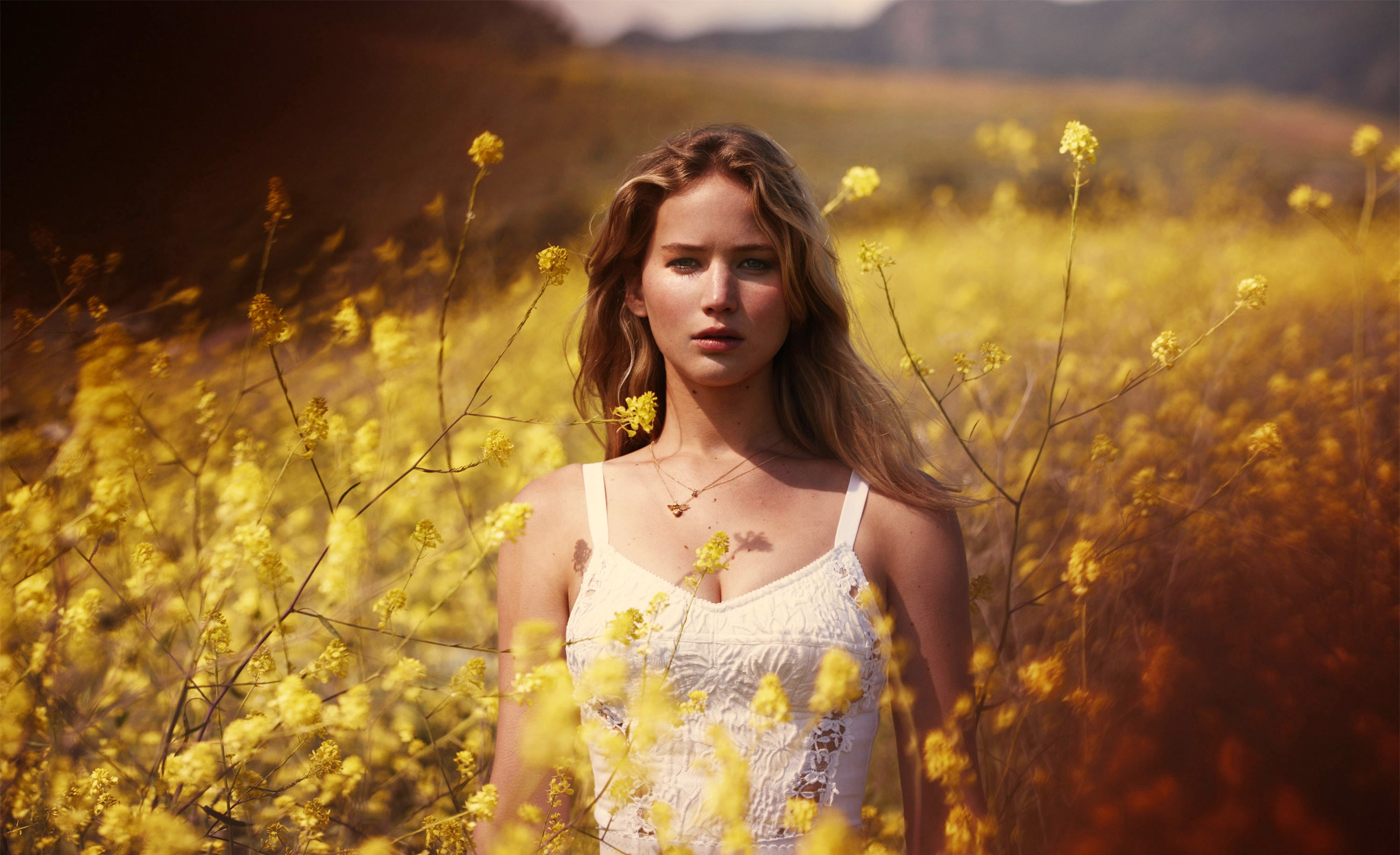 Photoshoot, 2K, Flowers, Marie Claire, Jennifer Lawrence, HD Wallpaper