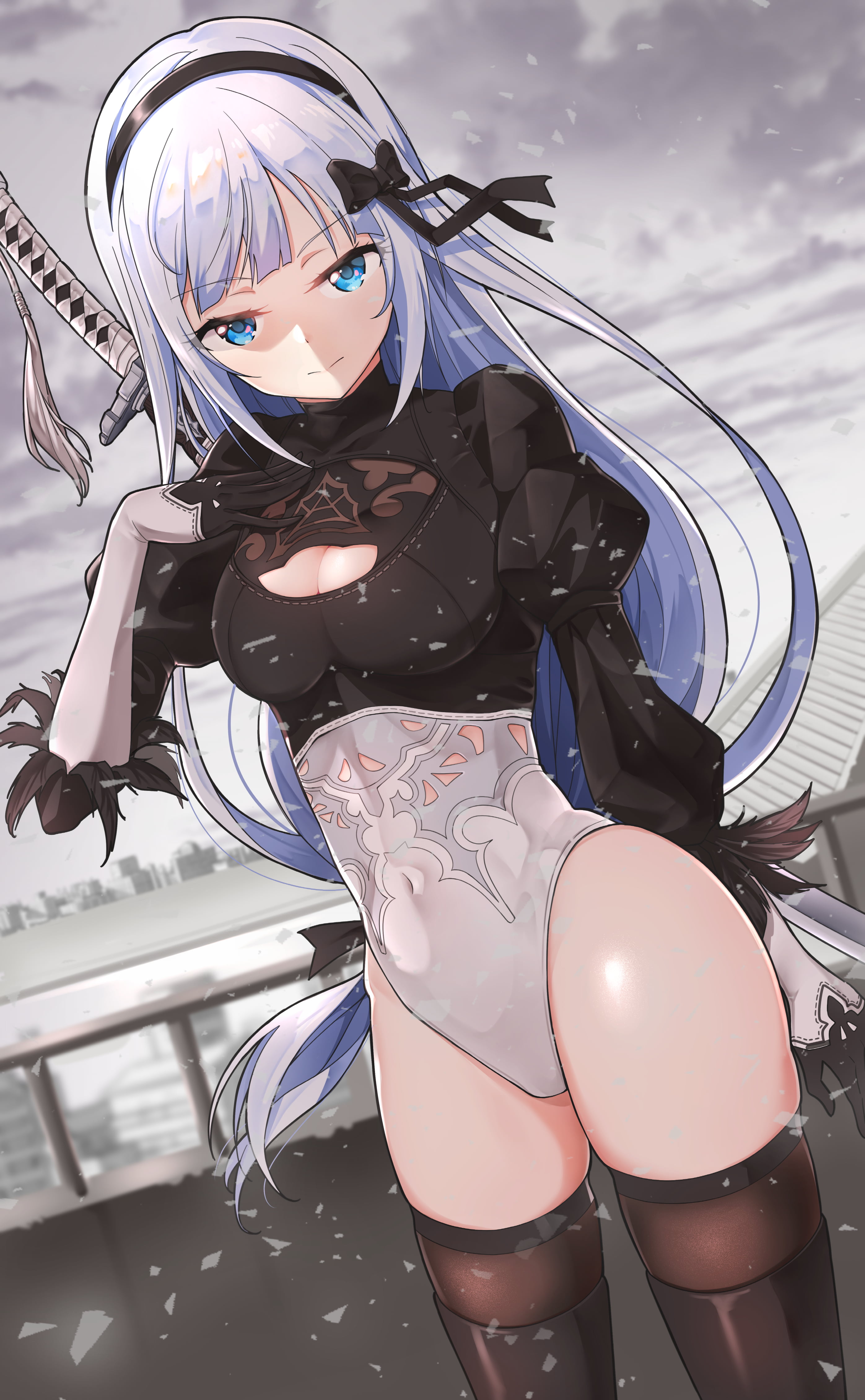 leotard, Nier: Automata, 4K, wide hips, Phone HD Wallpaper
