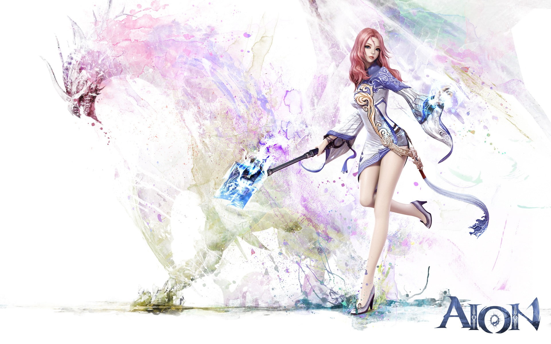 Aion, women, Aion Online, 1080P, dragon, digital art, HD Wallpaper