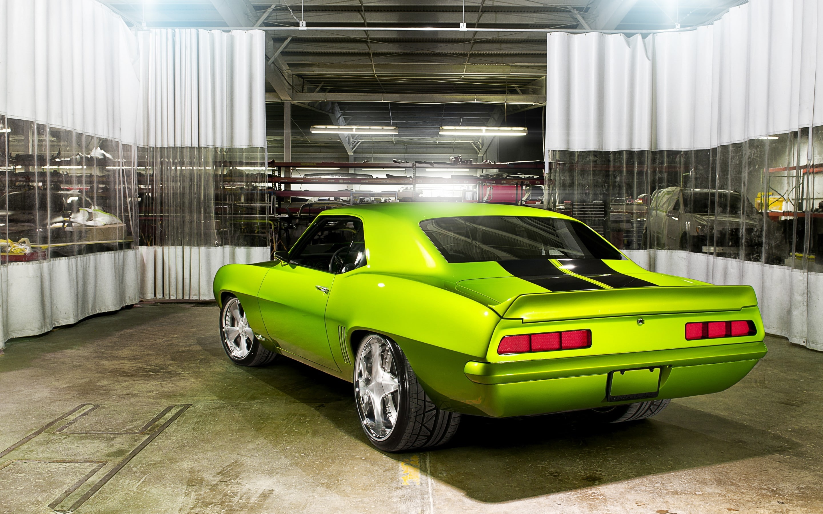 lovely, coupe, vintage chevy, old, car collection, 2K, chevrolet, green car, HD Wallpaper