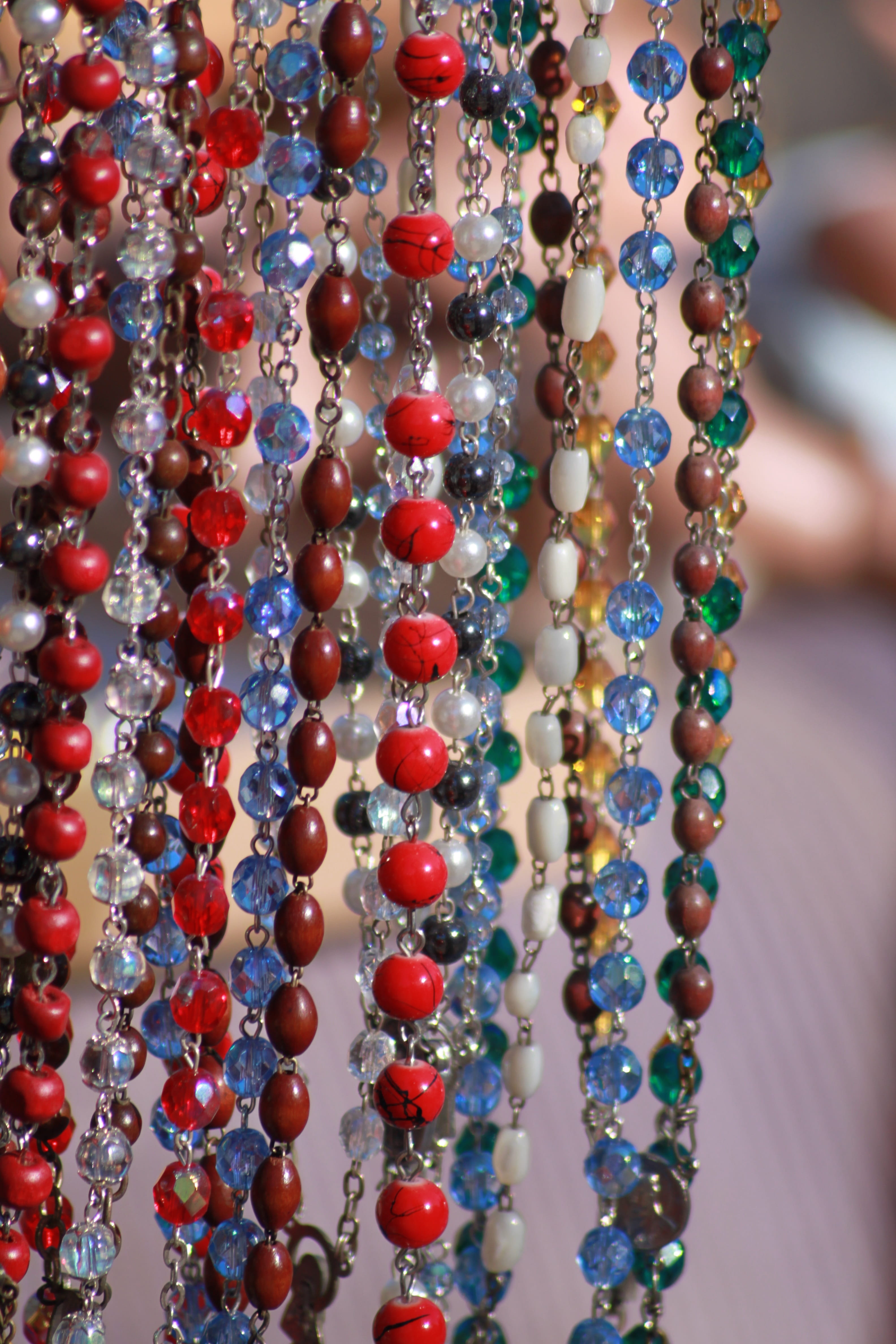 choice, jewelry, hanging, necklaces, in a row, 4K, pendants, multi colored, abundance, retail display, flea market, personal accessory, craft, junk, ornament, Phone HD Wallpaper