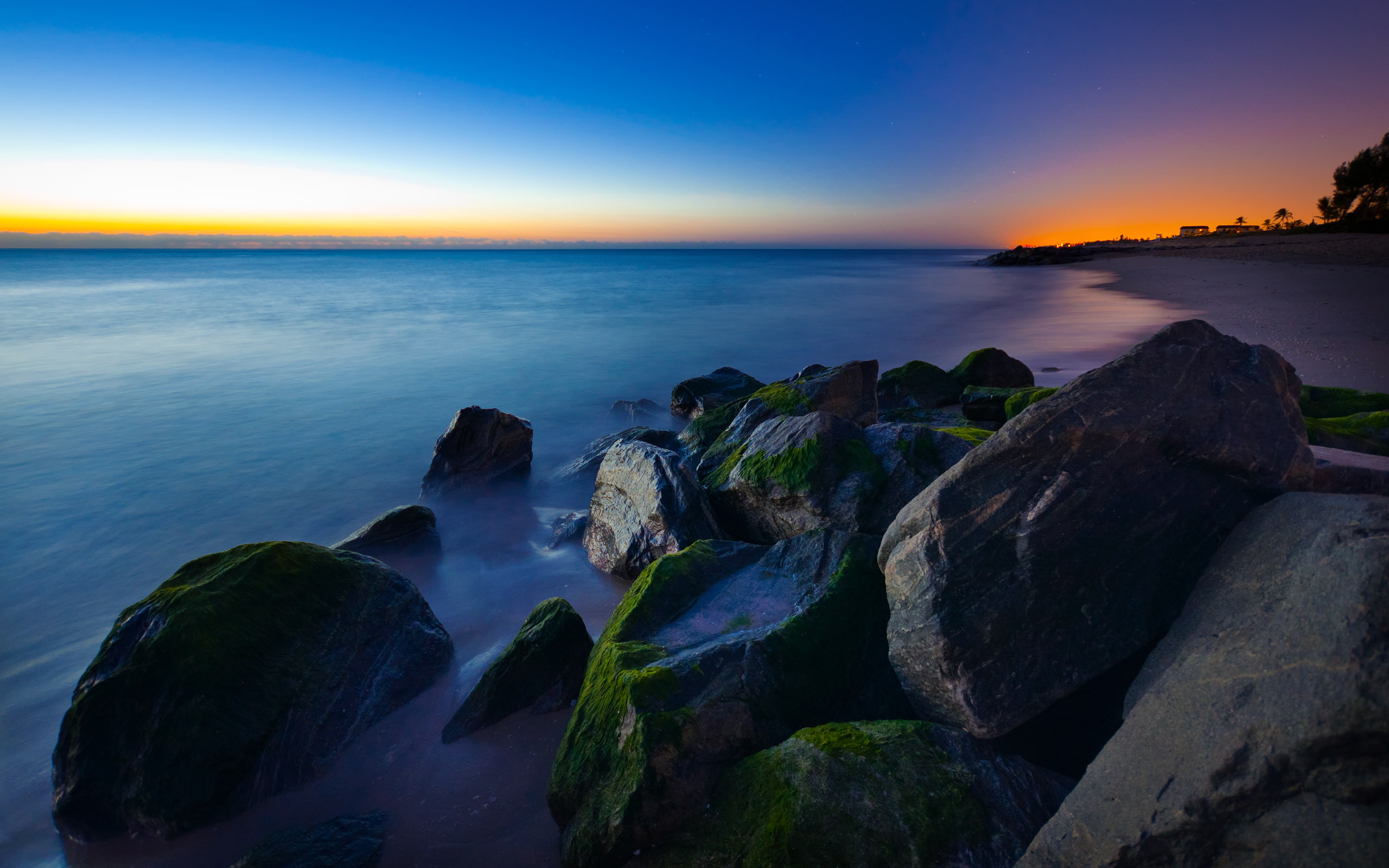 palmbeachflorida, rocks, water, nikond90, 2K, seascape, ocean, photography, blue, moss, sunset, nikon, sky, sigma10‑20mmf3.5exdchsm, florida, nature, HD Wallpaper