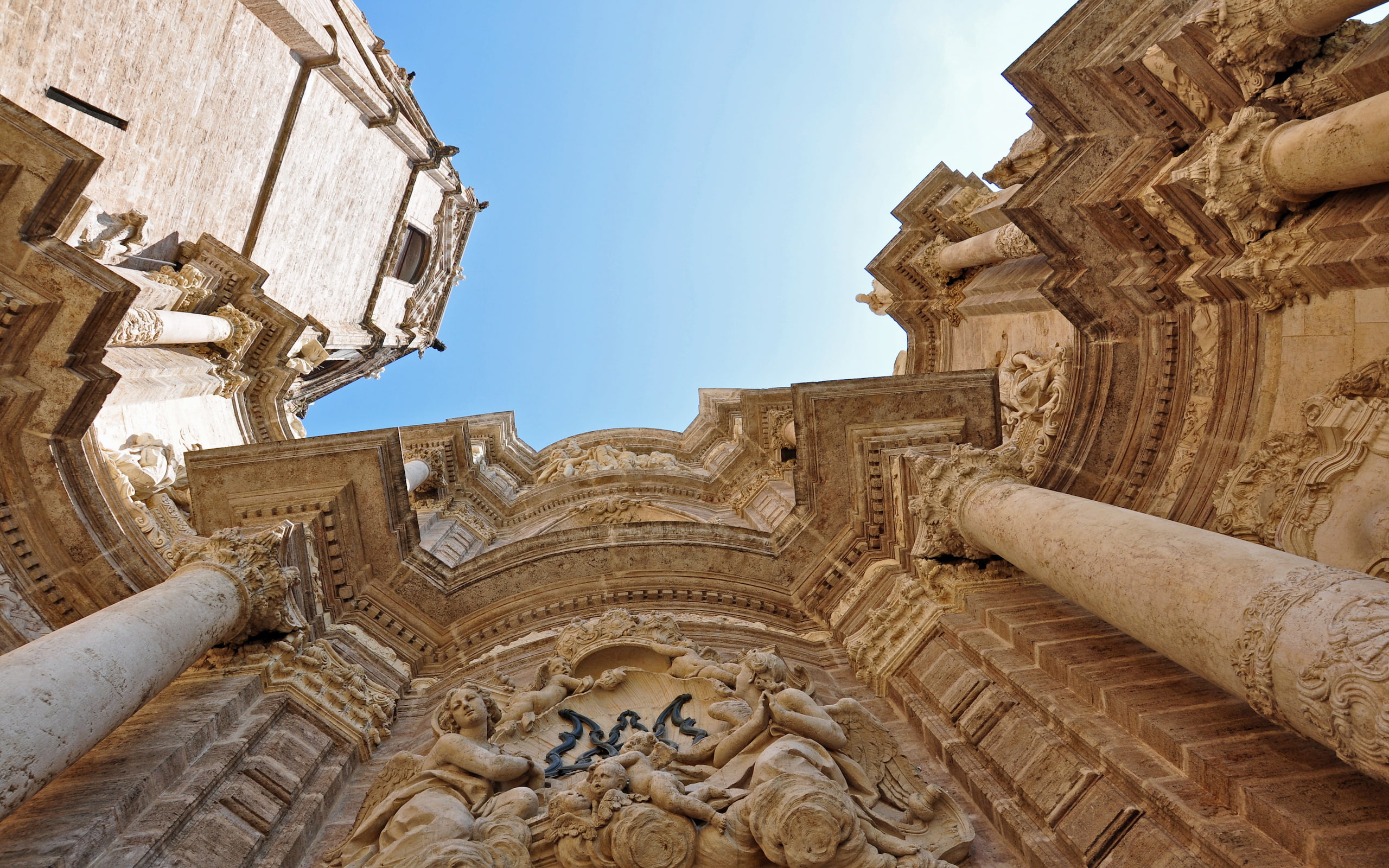 nikond90, 2K, building, building exterior, cathedral, nature, photography, architectural column, spain, outdoors, archaeology, ancient civilization, day, HD Wallpaper