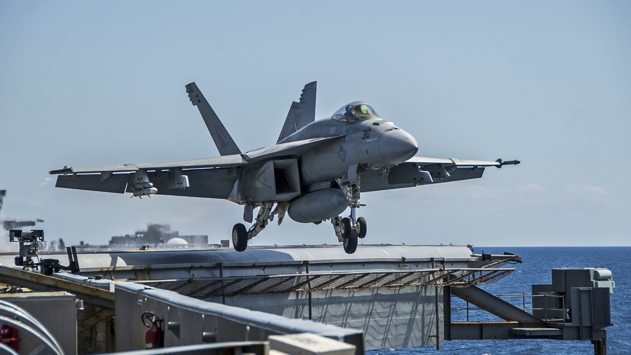 2K, jet, aircraft, near, fighter, F/A-18E Super Hornet, US Navy, body, gray, US Army, water, George Washington, HD Wallpaper
