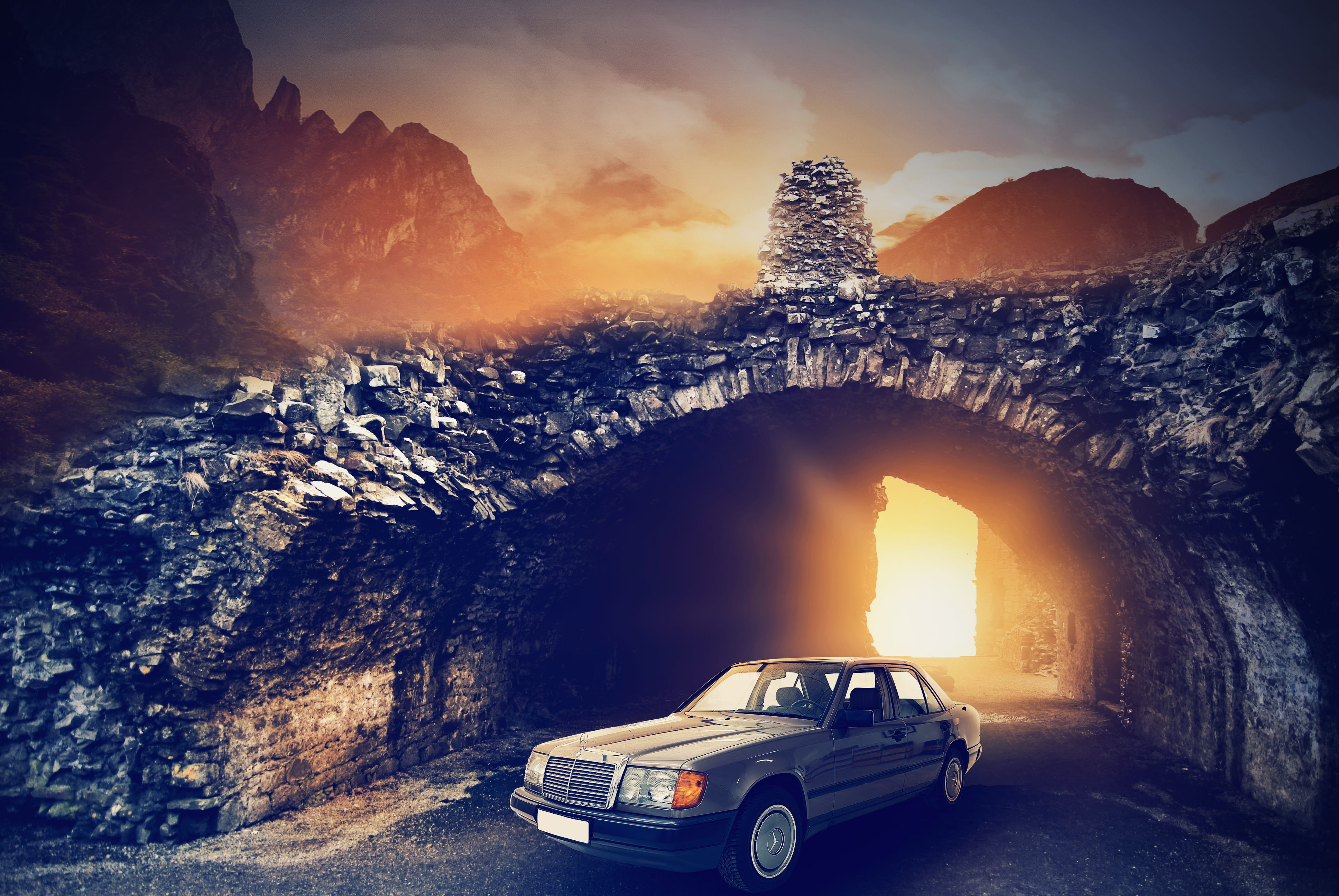 trip, land vehicle, walking, sky, winter, mountain, wild, wanderlust, photoshop, success, design, scenics - nature, transportation system, sun, beauty in nature, HD Wallpaper