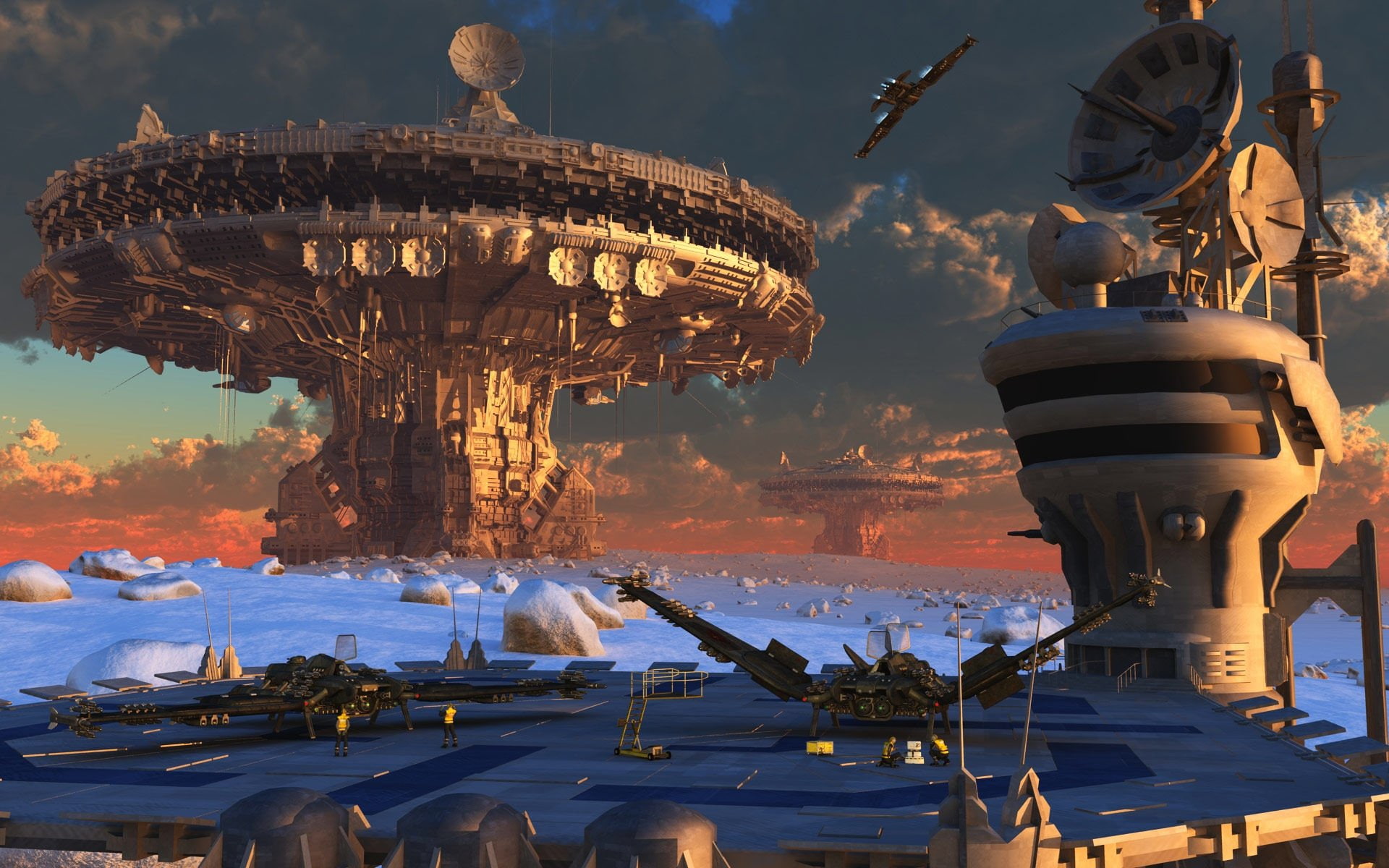 Sci Fi, 1080P, Spaceport, HD Wallpaper