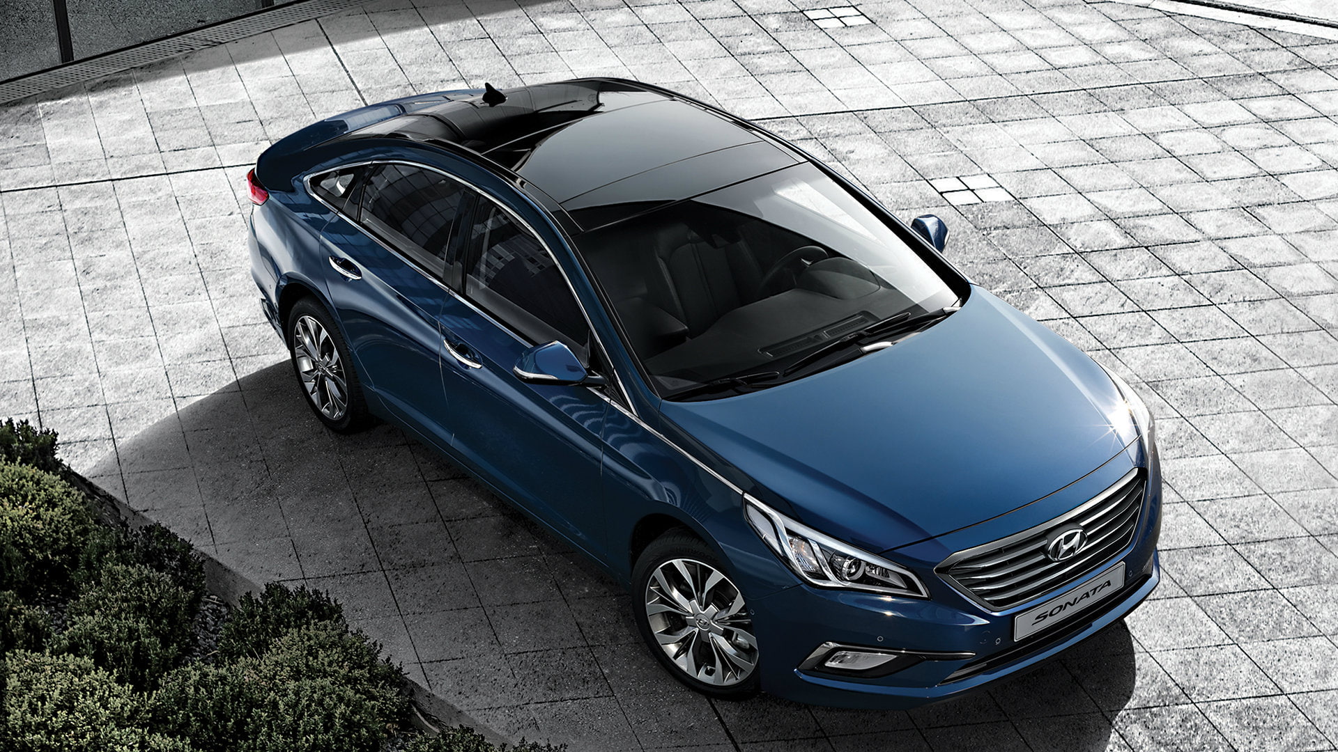 hyundai, view, 2015 hyundai sonata, sonata, car, aerial, aerial view, 1080P, HD Wallpaper