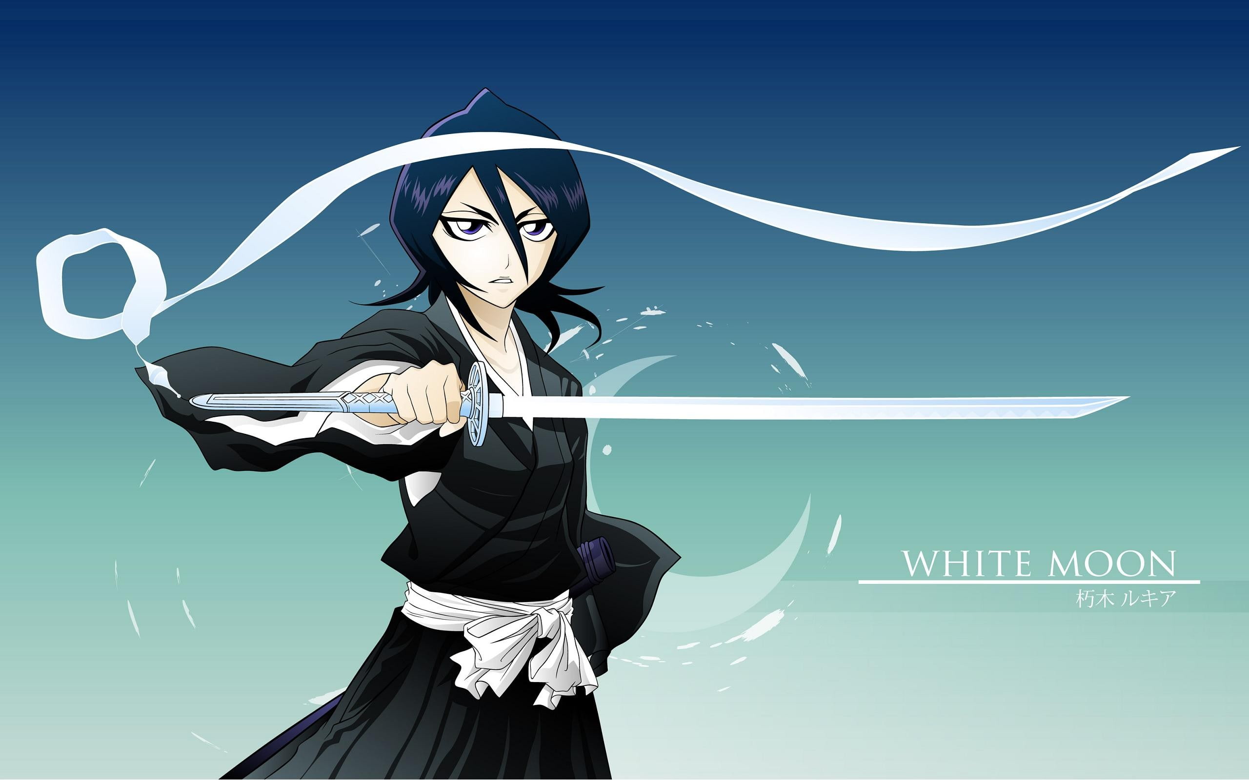 blue, Bleach, standing, communication, clothing, women, fashion, 2K, shape, adult, sky, business, beautiful woman, one person, Kuchiki Rukia, nature, technology, HD Wallpaper
