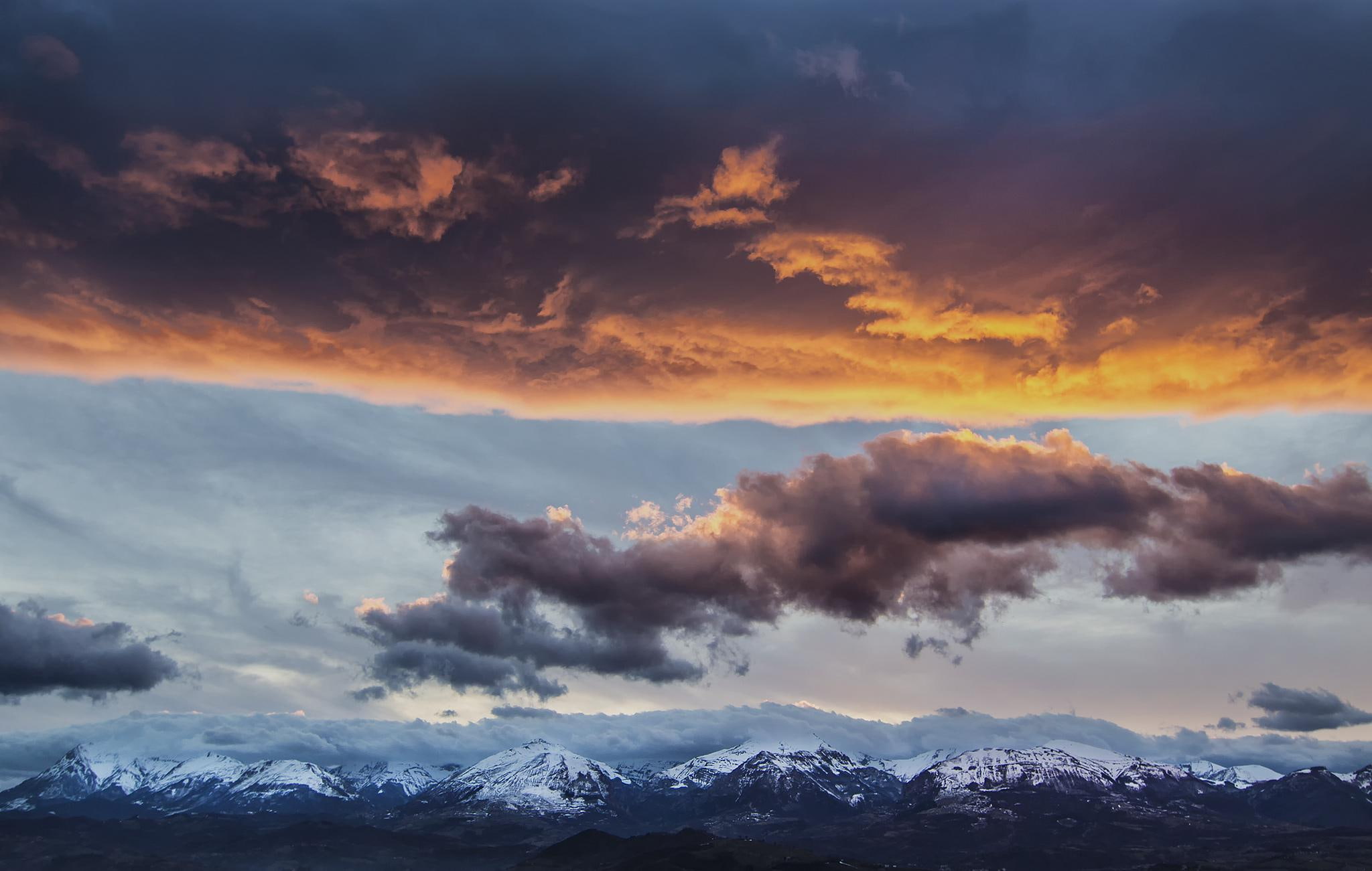 1080P, peaks, sky, gallery, night, clouds, landscape, snow, mist, mountain, image, HD Wallpaper