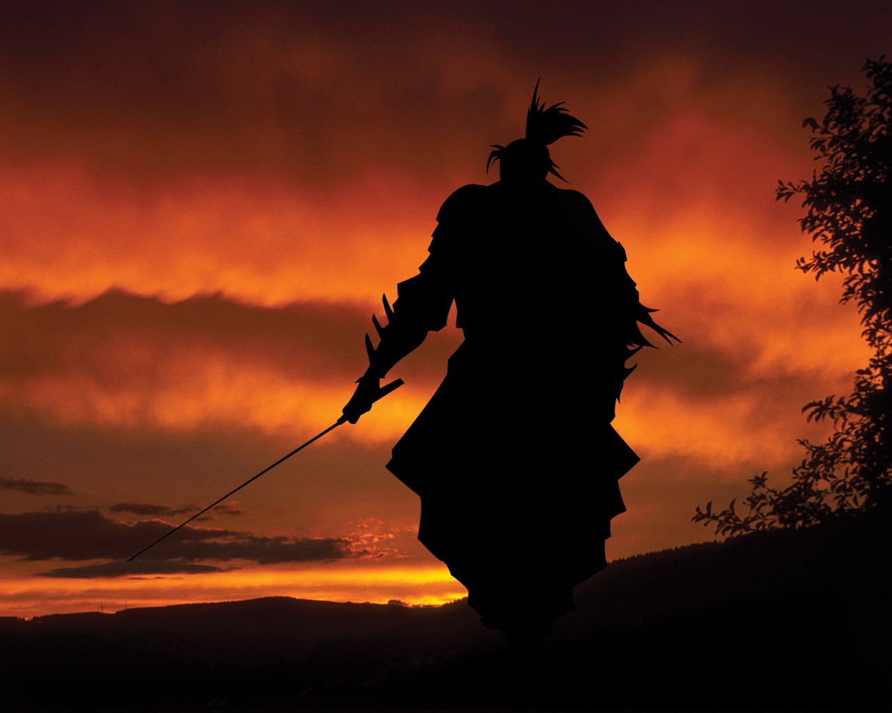 hd, fantasy, samurai, character, game, photo, silhouette, sword, man, 720P, holding, HD Wallpaper