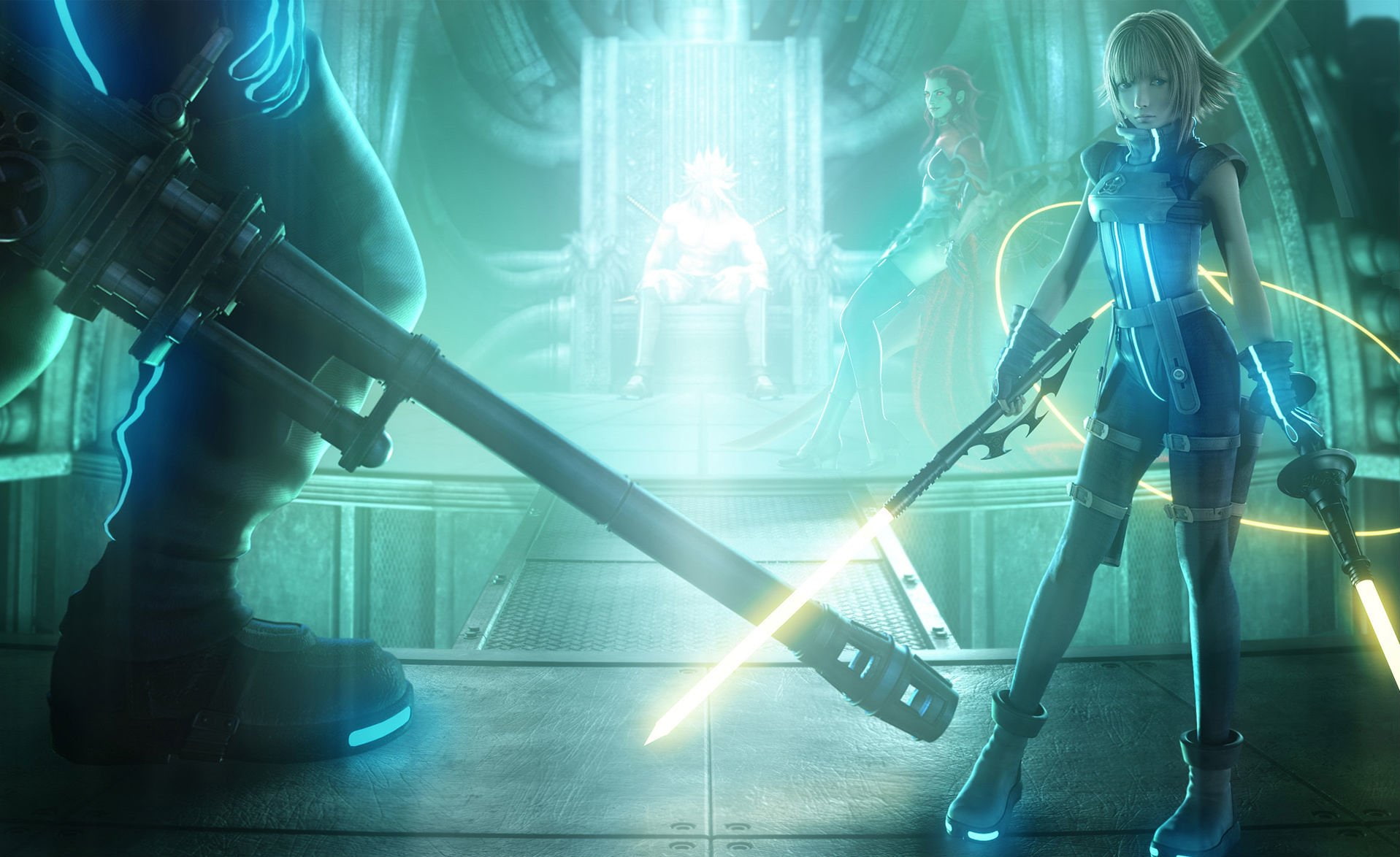 Final Fantasy, lighting equipment, lens flare, young adult, young men, adult, light - natural phenomenon, standing, illuminated, light beam, people, science, HD Wallpaper