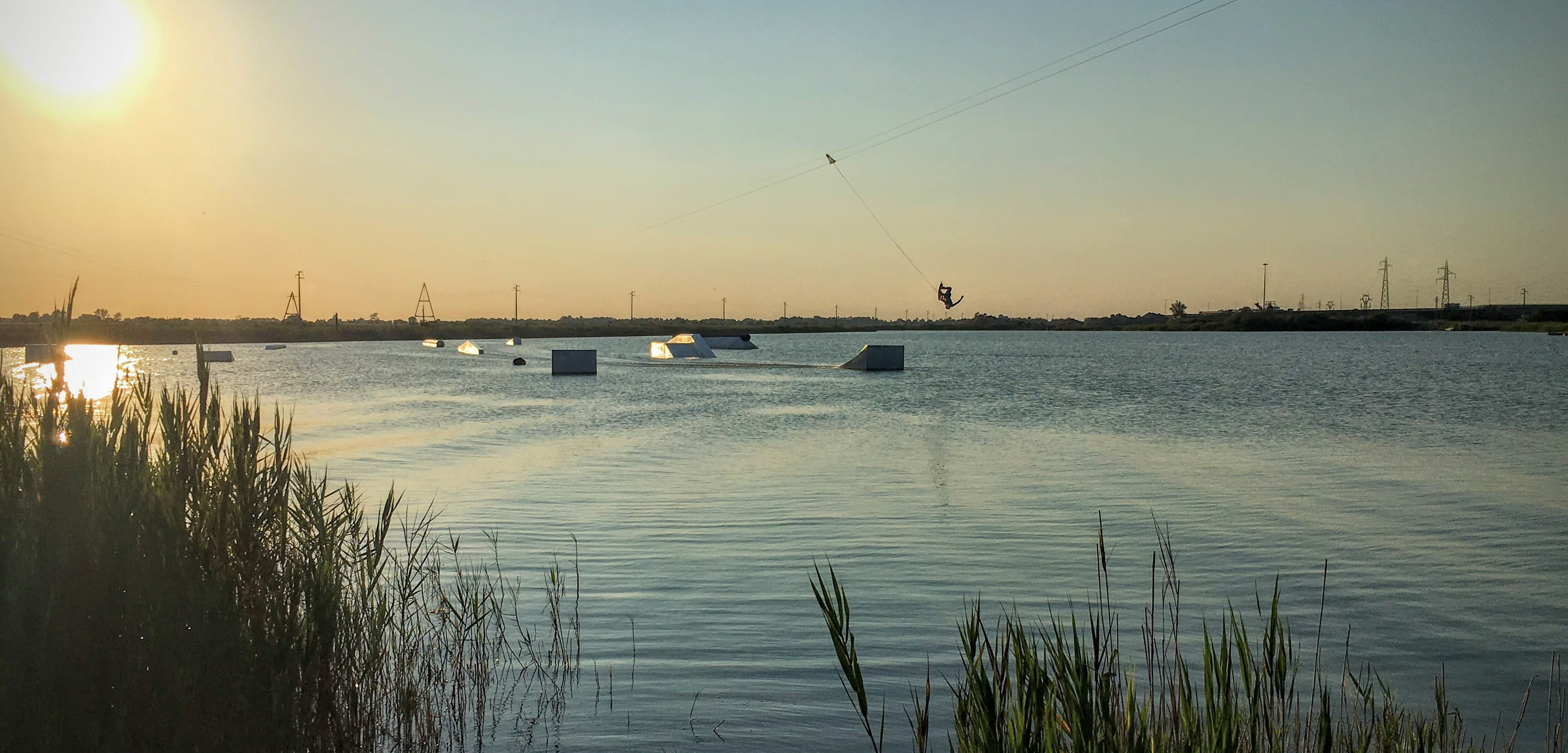 connection, milanomarittima, sky, sunset, waking, no people, wake, jumping, water, lake, sport, cesena, beauty in nature, nautical vessel, reflection, mima, HD Wallpaper