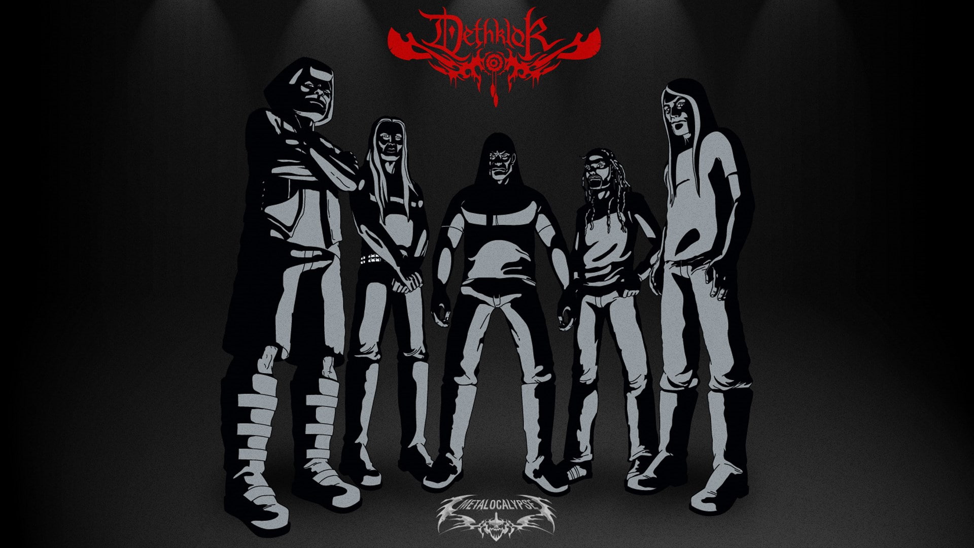 adolescence, 1080P, standing, demon - fictional character, dethklok, group of people, studio shot, teenage boys, men, representation, art and craft, portrait, HD Wallpaper