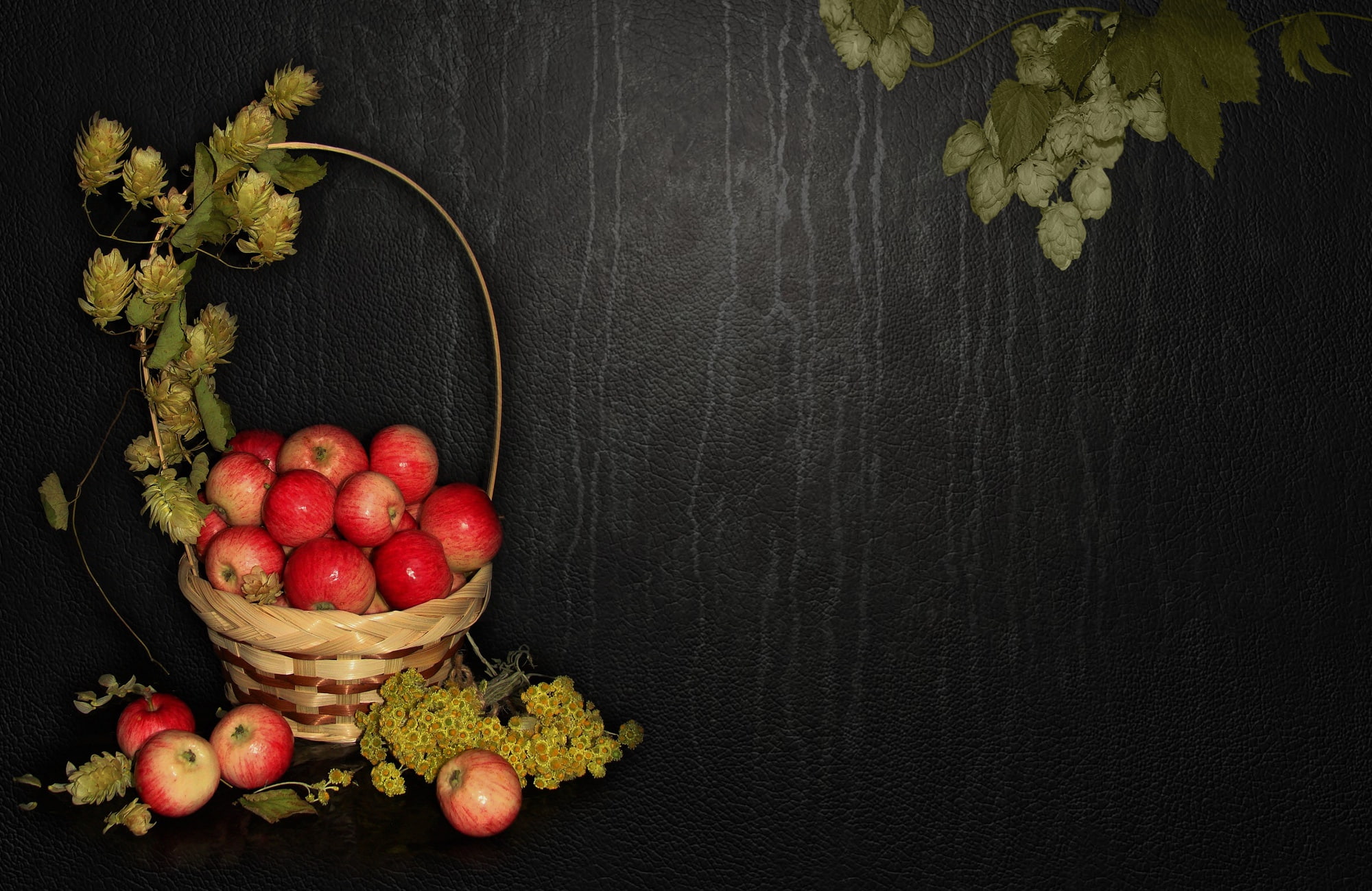 beautiful, basket, hops, cool, 1080P, delicate, elegantly, wedding, nature, nice, bouquet, mood, the s, bride, apples, harmony, beauty, HD Wallpaper
