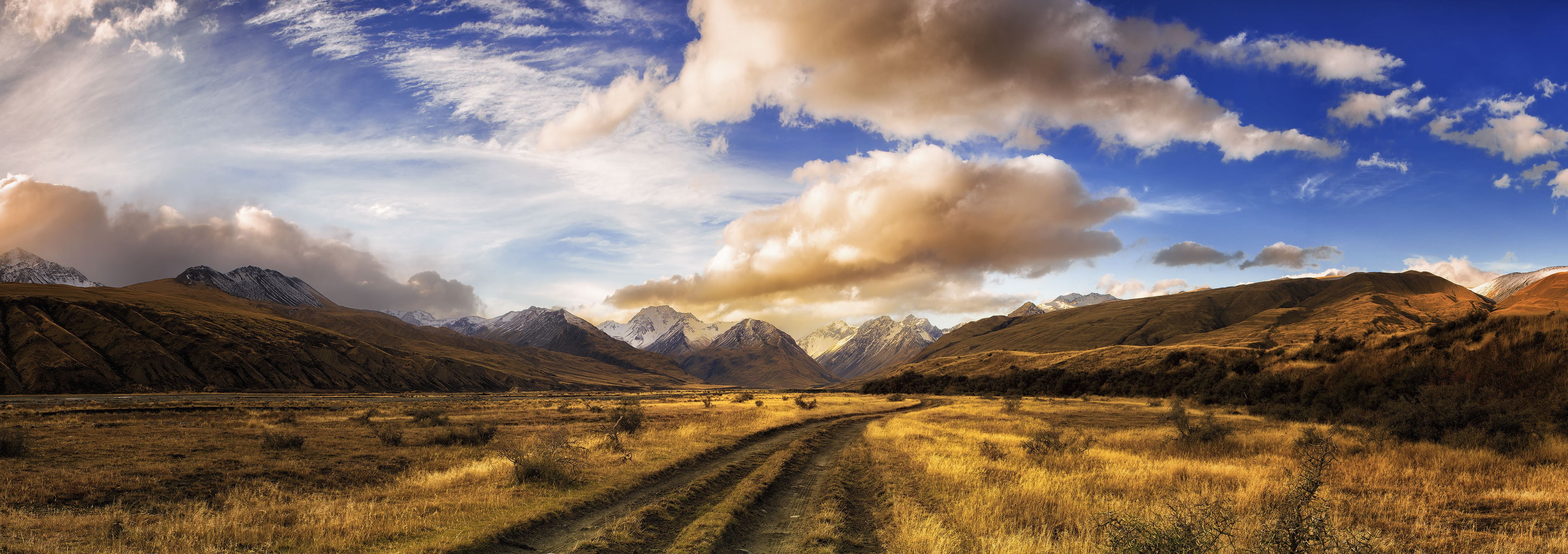road, sunset, nature, snowy peak, dirt road, plant, landscape, panoramic, panoramas, cloud - sky, mountain range, sky, mountain, scenics - nature, environment, HD Wallpaper