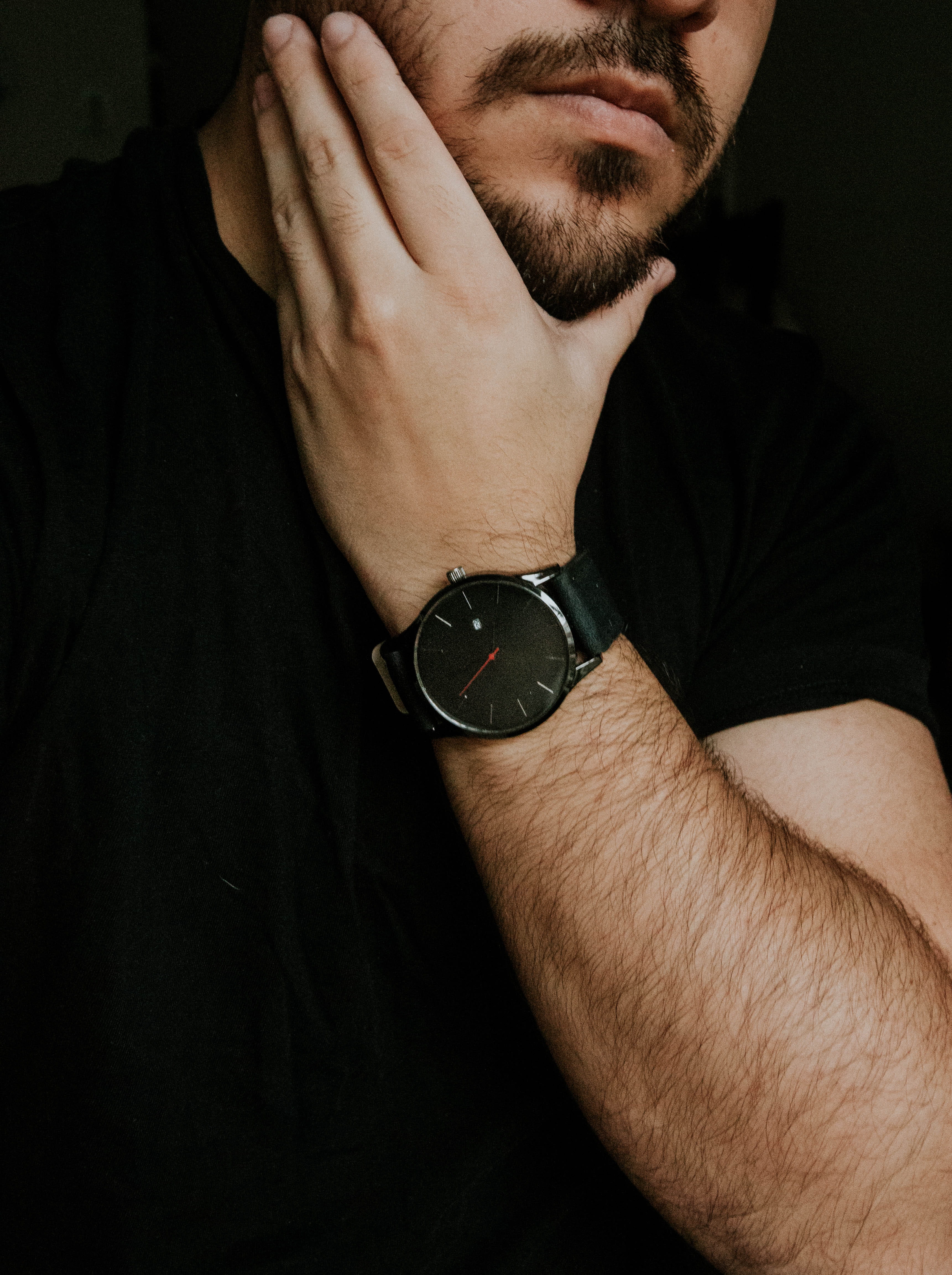 holding, round, silver, one person, person, time, human body part, colored, analog, indoor, man, fave, leisure activity, wrist watch, black, adult, black background, Phone HD Wallpaper