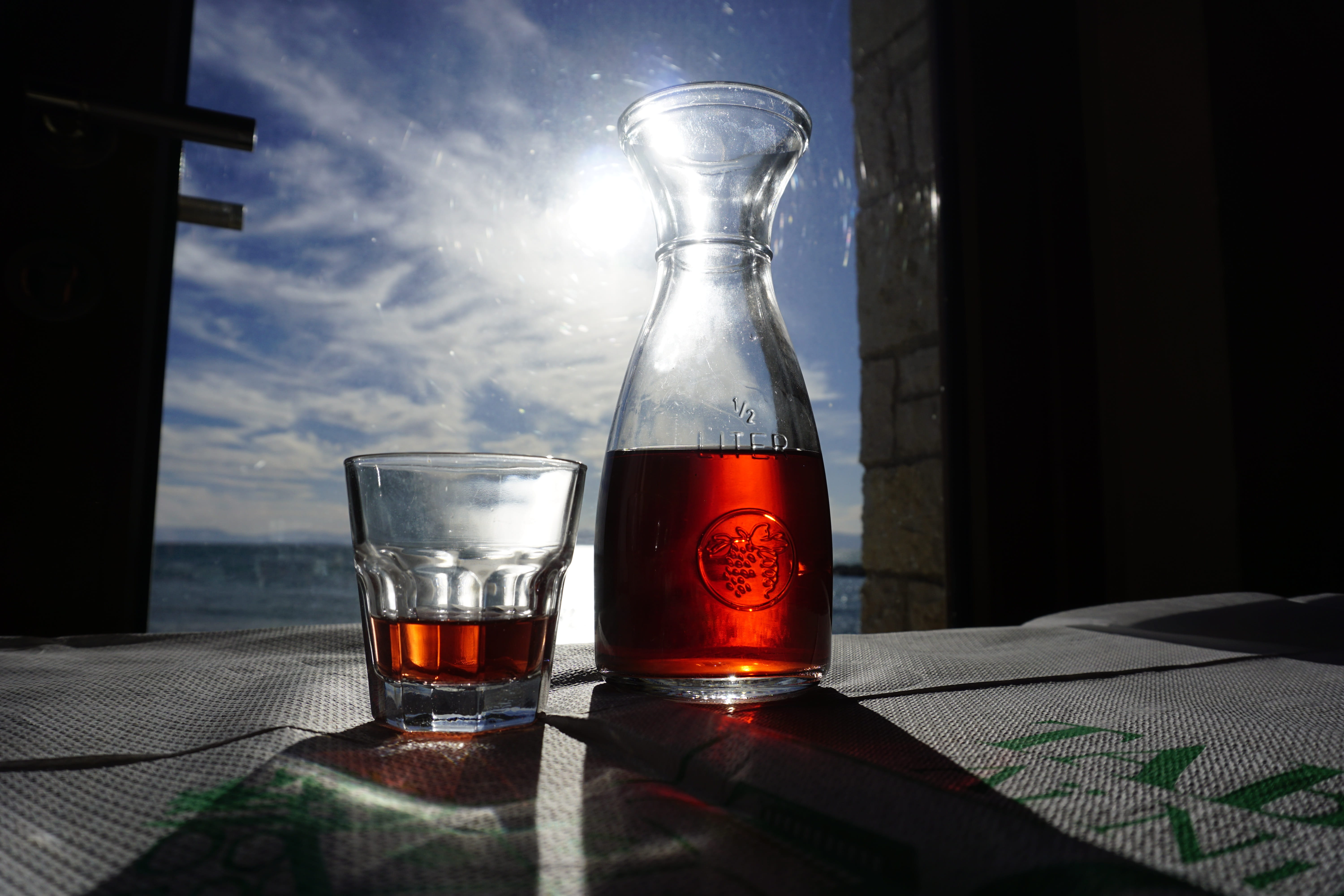 drinking glass, alcohol, 5K, glass - material, transparent, glass, Greece, sky, Varea, indoors, Attiki, bottle, no people, nature, household equipment, HD Wallpaper