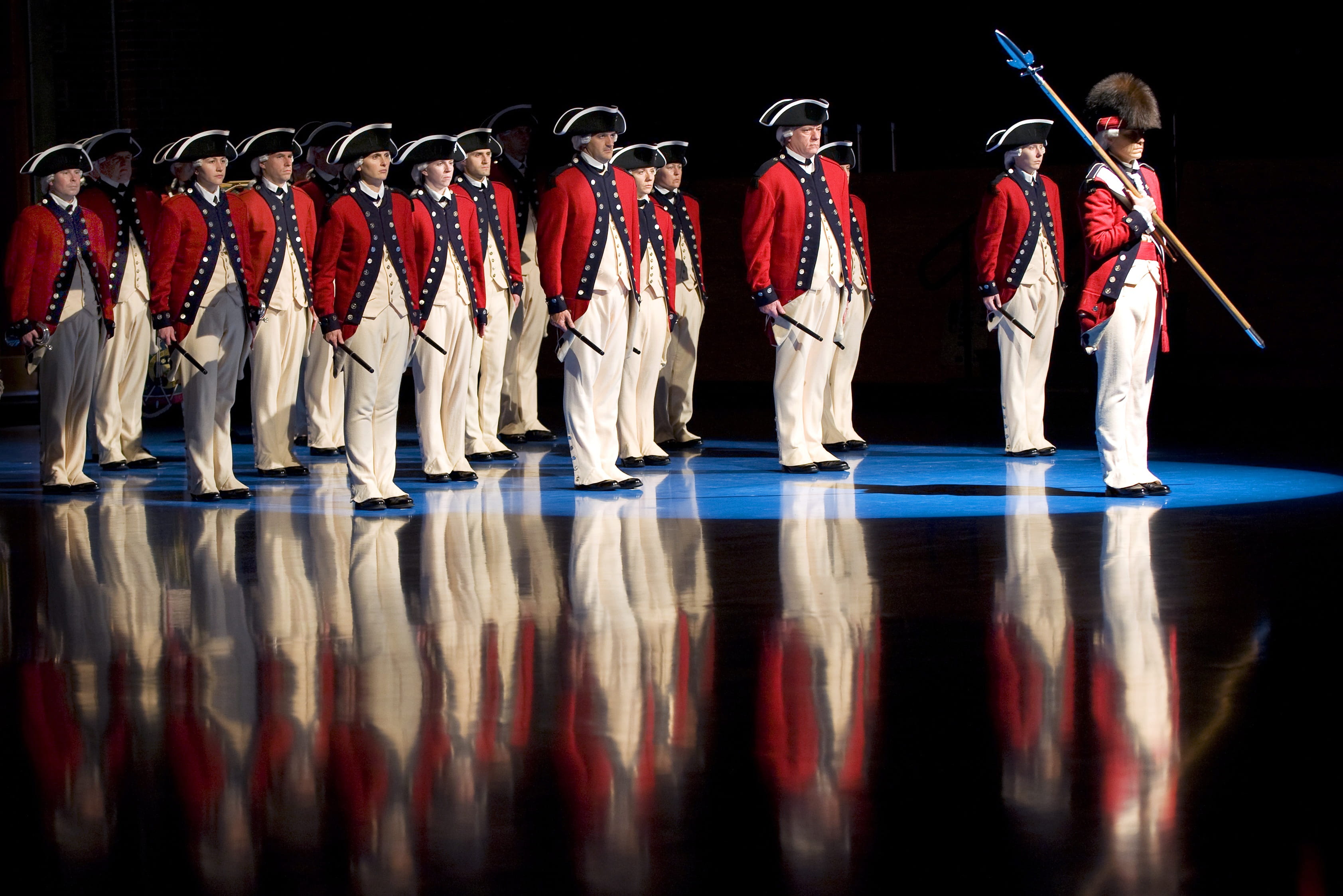 performing arts event, reflection, costume, full length, performance, 2K, multi colored, musicians, marching, usa, indoors, ceremonial, fife and drum, HD Wallpaper