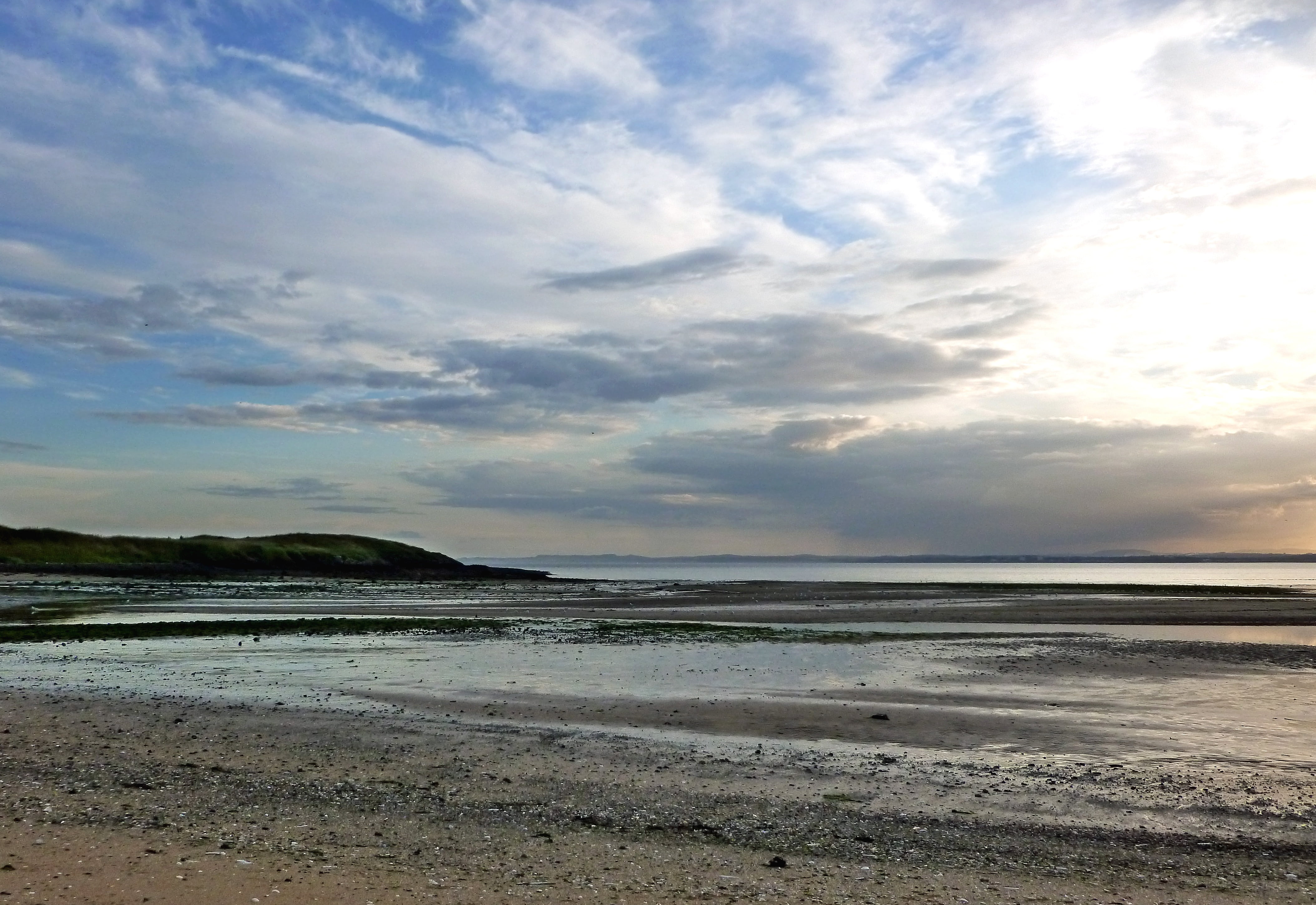 sand, beauty in nature, evening, horizon over water, scotland, no people, low tide, tranquility, sunset, horizon, sky, land, 4K, cloud - sky, coast, sea, HD Wallpaper