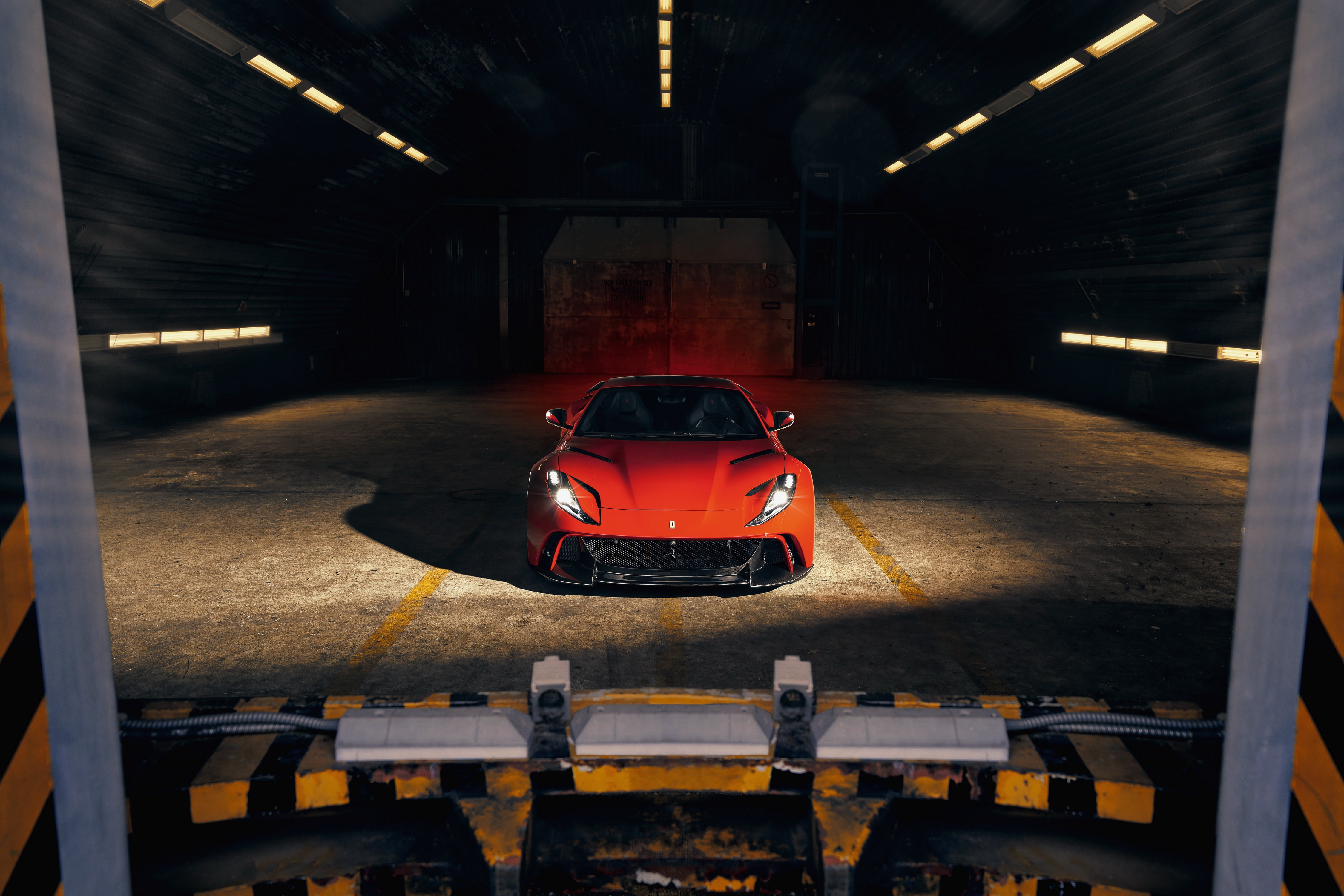 Ferrari, 4K, Novitec N-Largo, light, 812, Superfast, lights, machine, hangar, sports car, HD Wallpaper