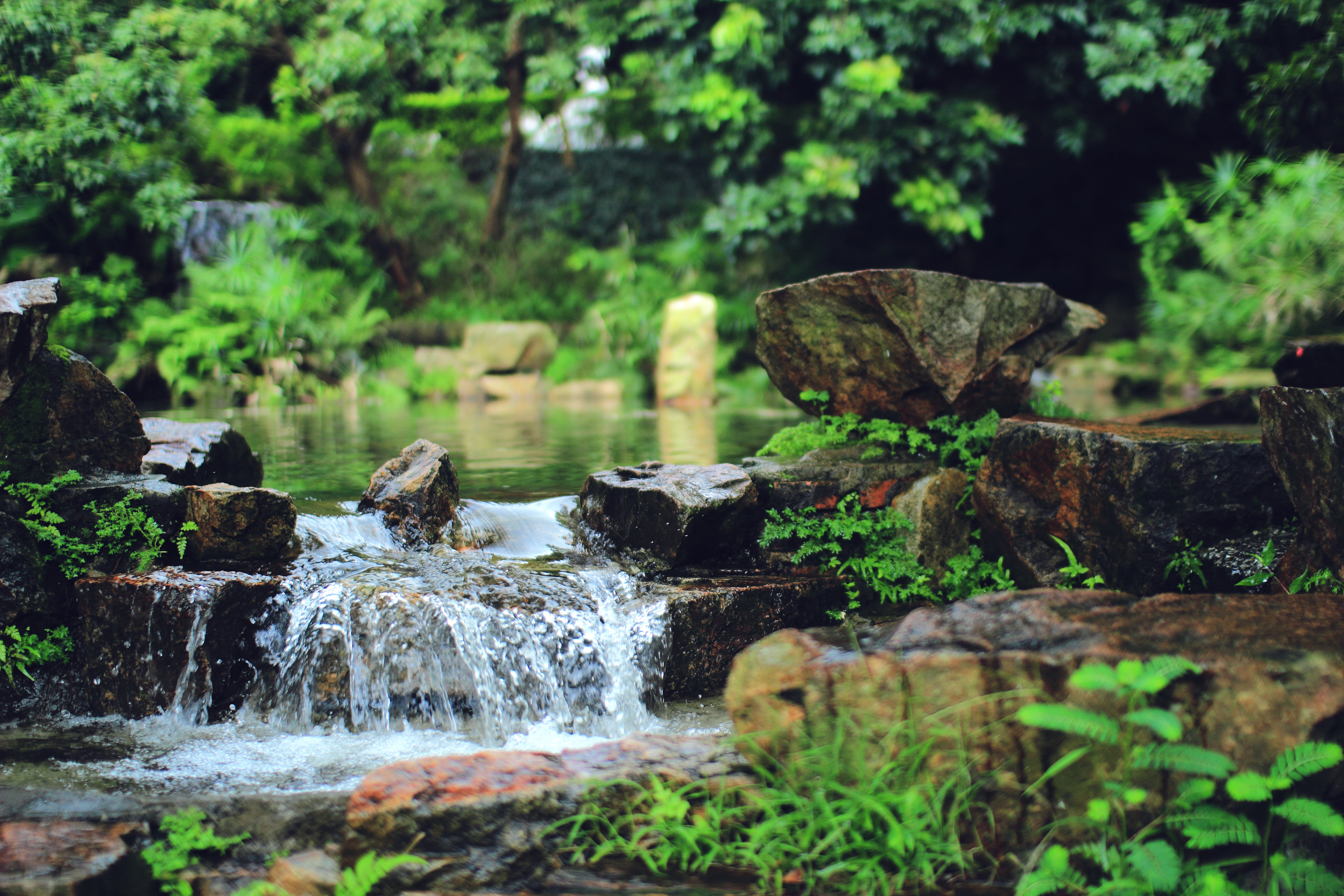 waterfall, outdoors, 30mm, sigma, travel, nature, canon, time, pond, forest, stream, moss, flowing, lapse, water, photo, river, time lapse, China, 600D, HD Wallpaper