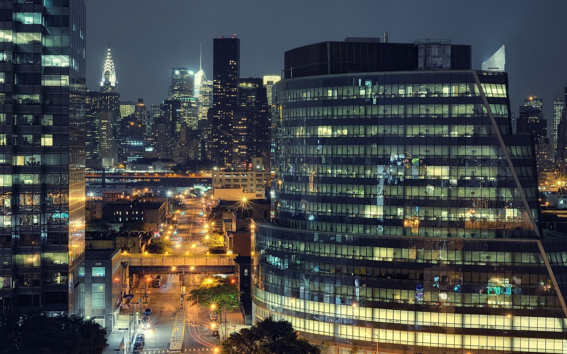 Night, 1080P, New York, Queens, Cities, Long Island City, City, USA, HD Wallpaper