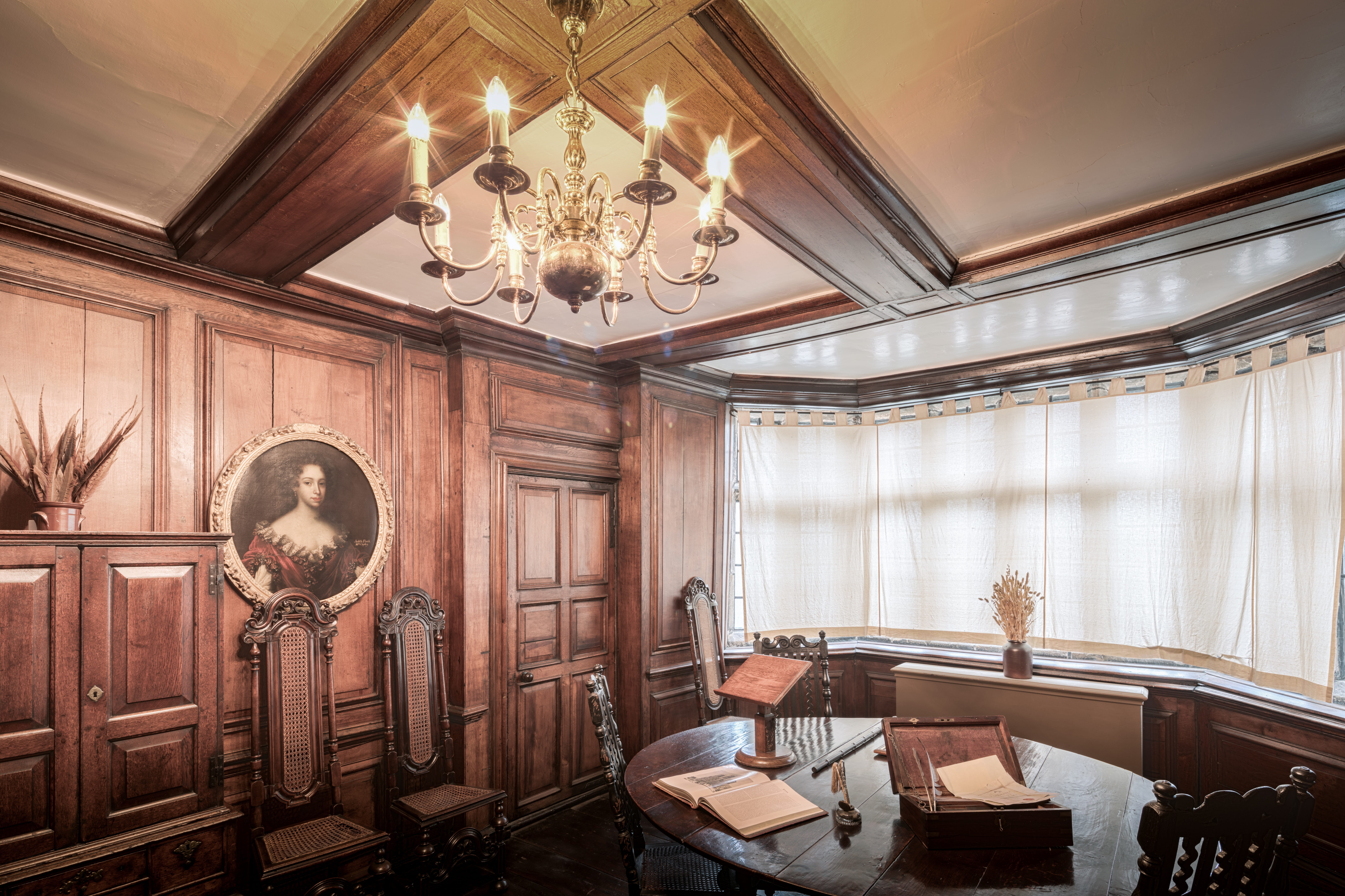 palace, ceiling, elegance, wood - material, place, chandelier, chairs, country palace, window, electric lamp, lighting equipment, 8K, rooms, built structure, HD Wallpaper