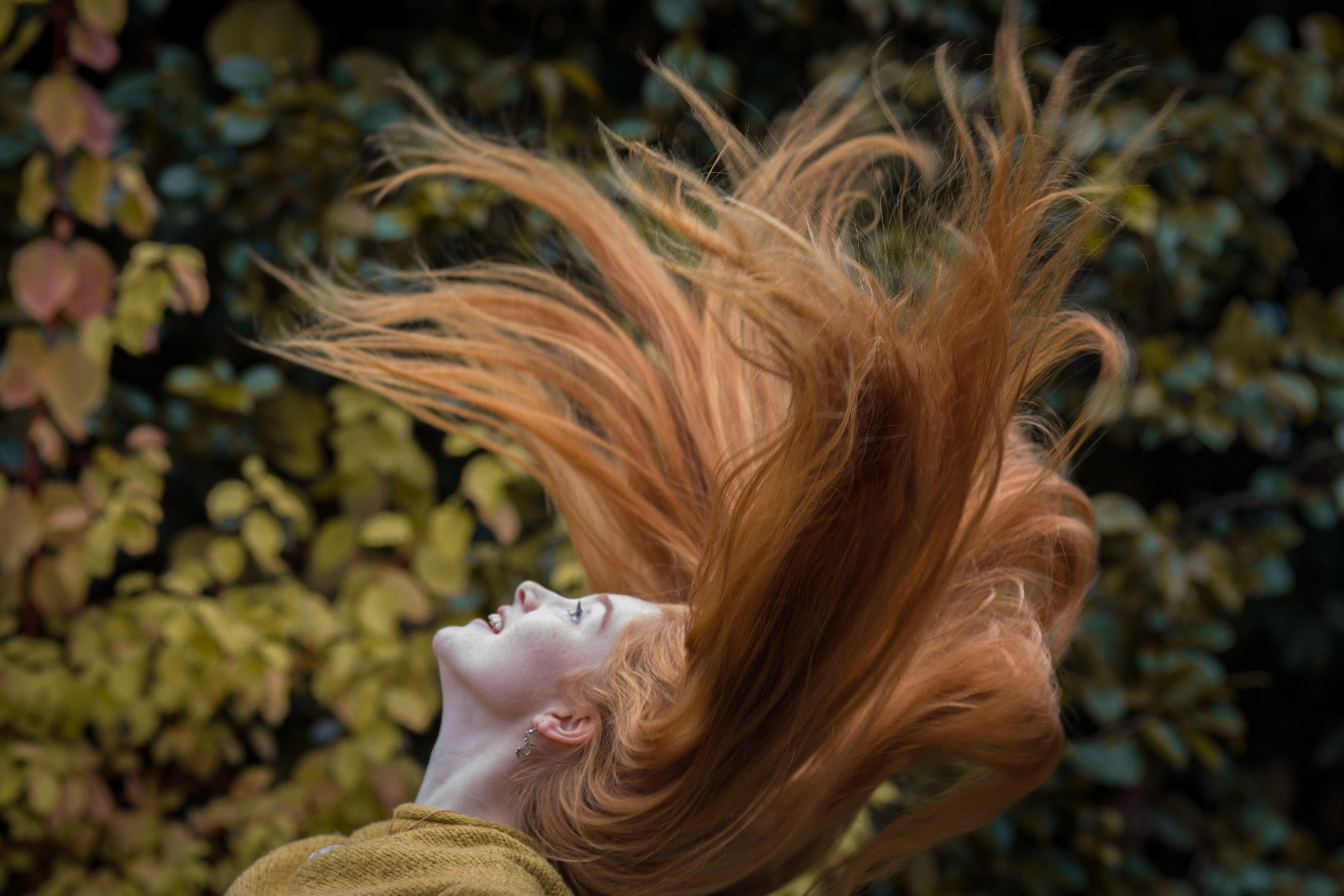 human face, yellow, autumn, real people, adult, close-up, leisure activity, one person, women, human hair, young women, cambridge, headshot, long hair, HD Wallpaper