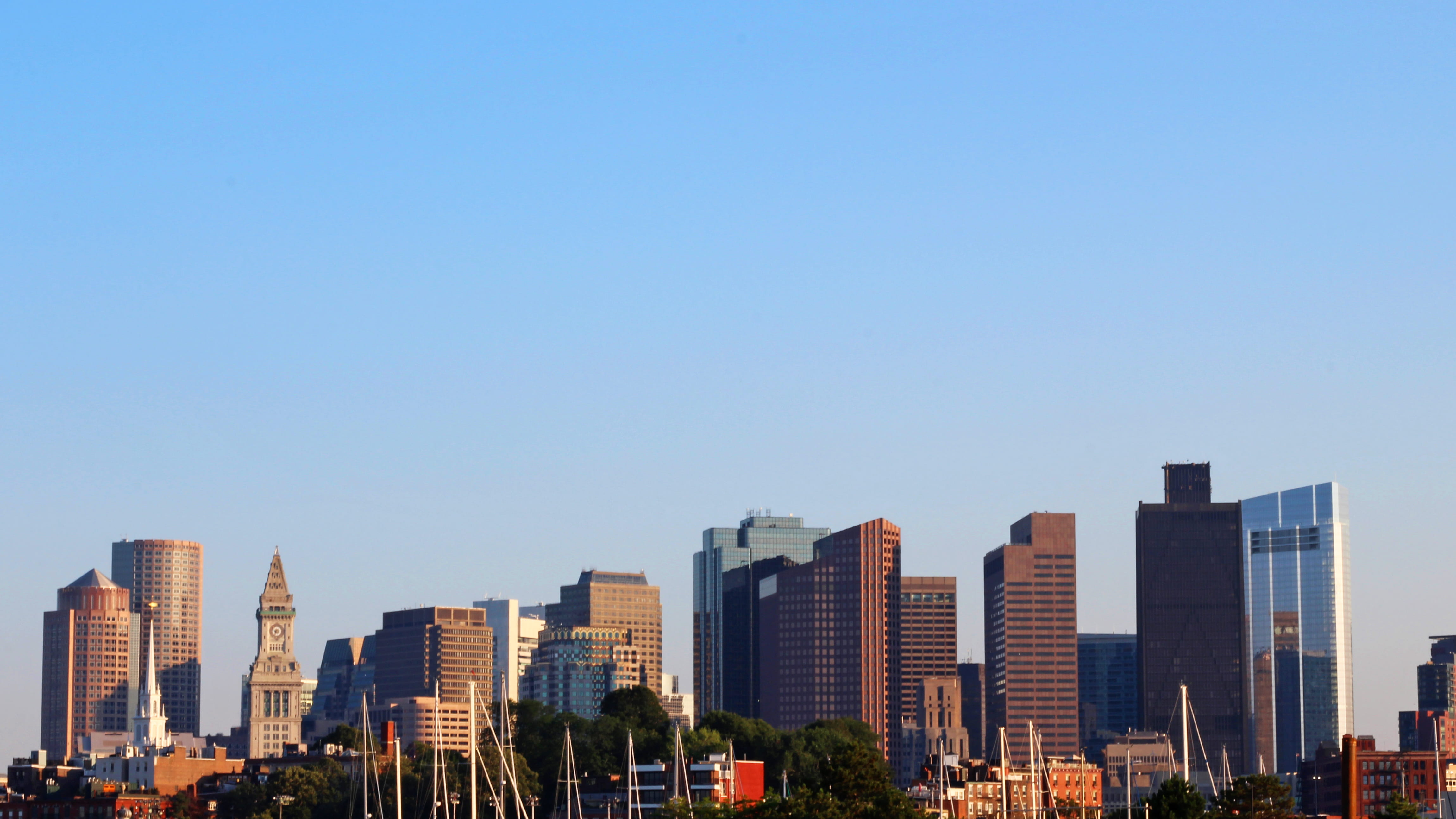 city, waterfront, boston harbor cruises, sailboats, building exterior, city life, harbor, no people, skyline, financial district, boston, skyscraper, outdoors, HD Wallpaper