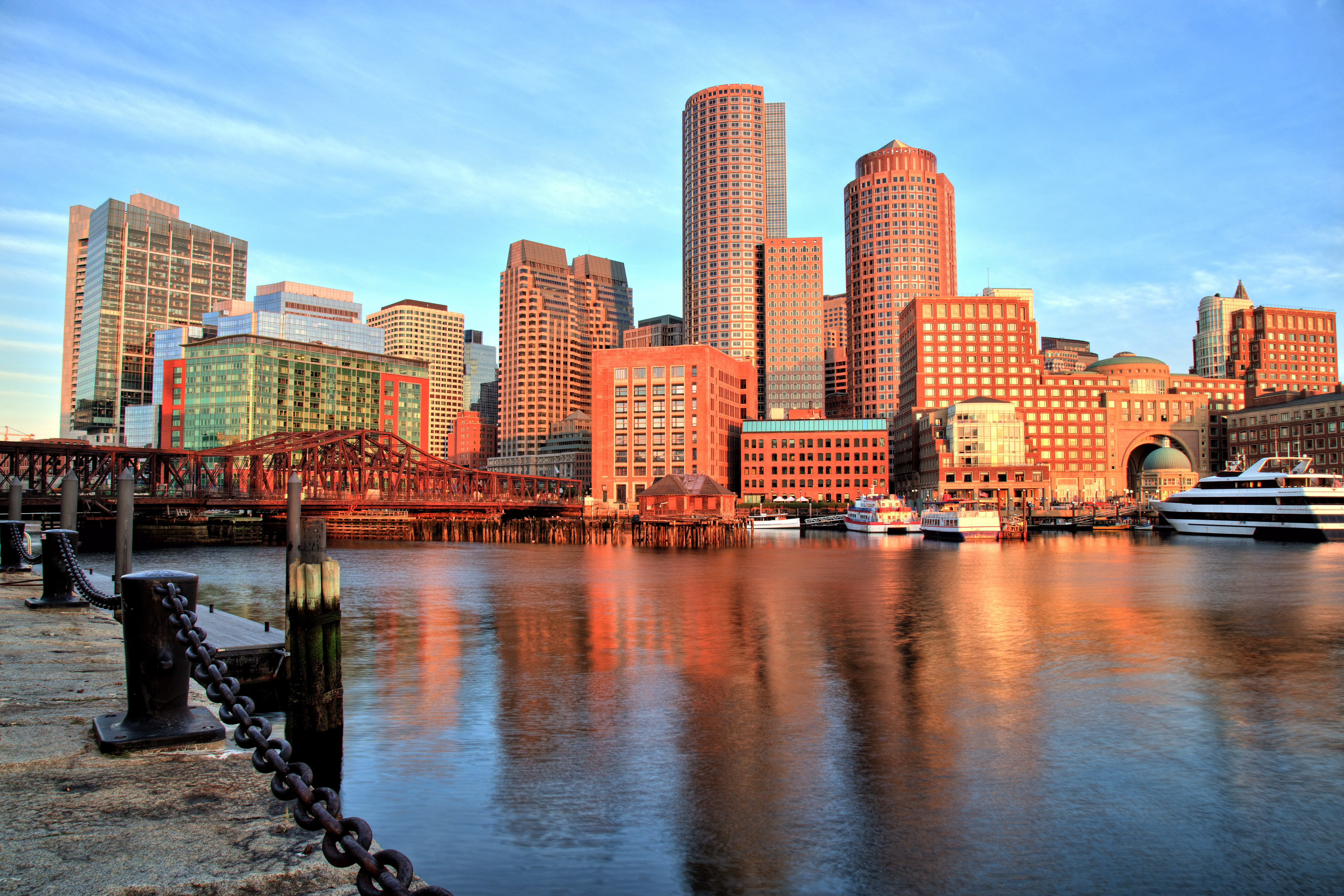 5K, Boston Bay, bridge, building, port, Boston Harbor, Boston, Massachusetts, promenade, Bay, HD Wallpaper
