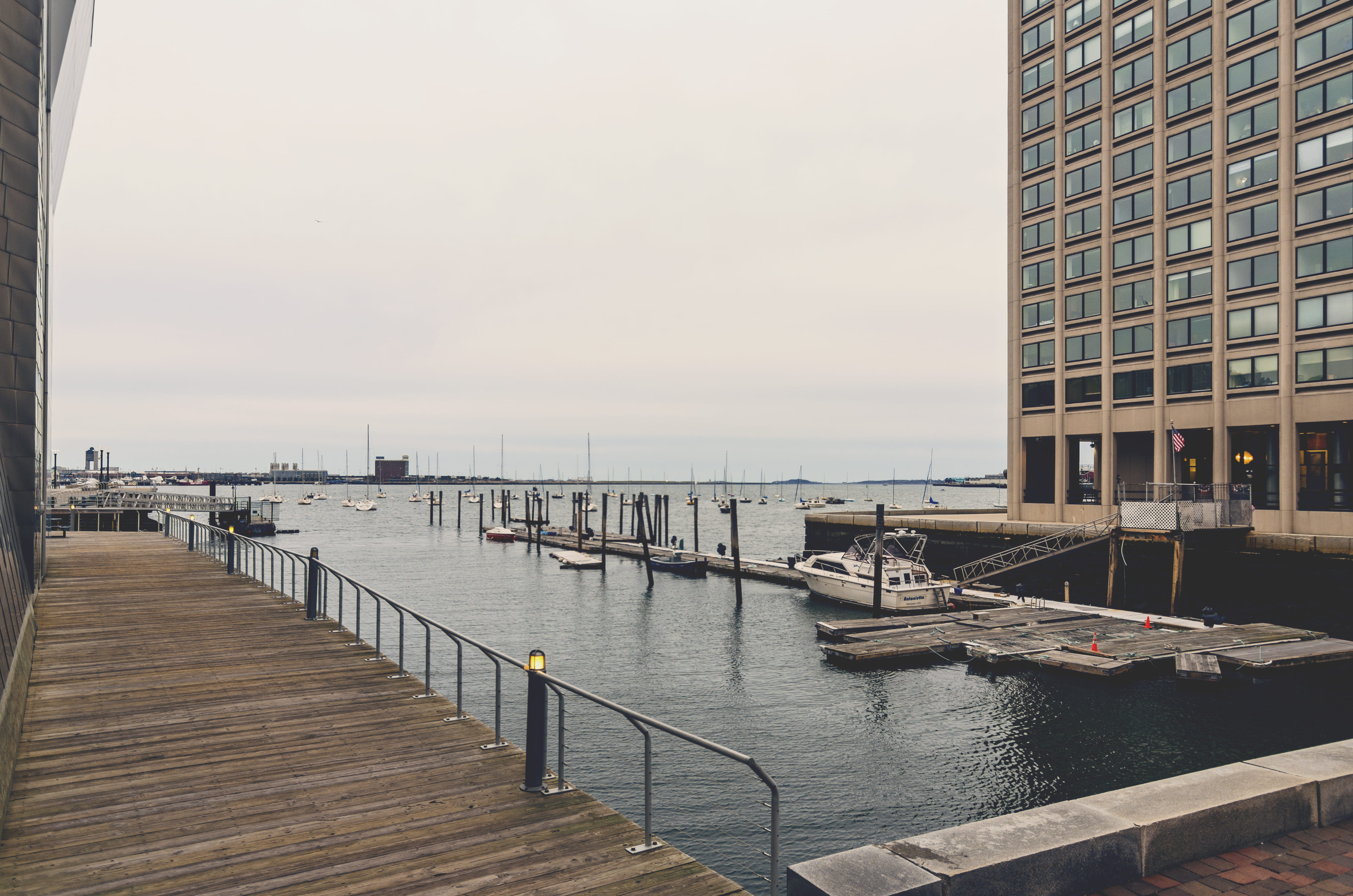 harbor, sea, water, sailboat, united states, city, building exterior, outdoors, pier, 4K, railing, mode of transportation, moored, day, architecture, office building exterior, HD Wallpaper