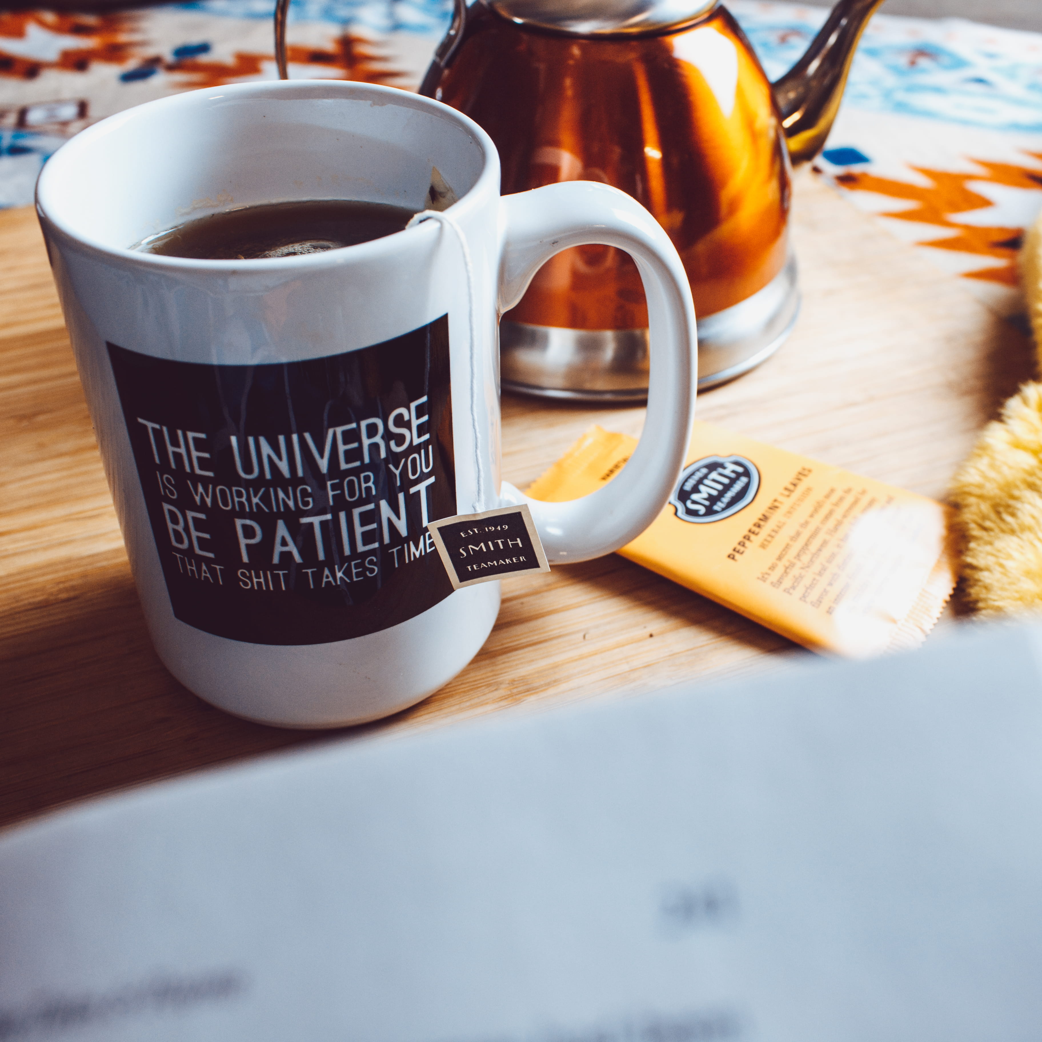 lifestyle, tea pot, hot drink, love bomb co, still life, tea, united states, relax, non-alcoholic beverage, coffee, food, mug, western script, message, Phone HD Wallpaper