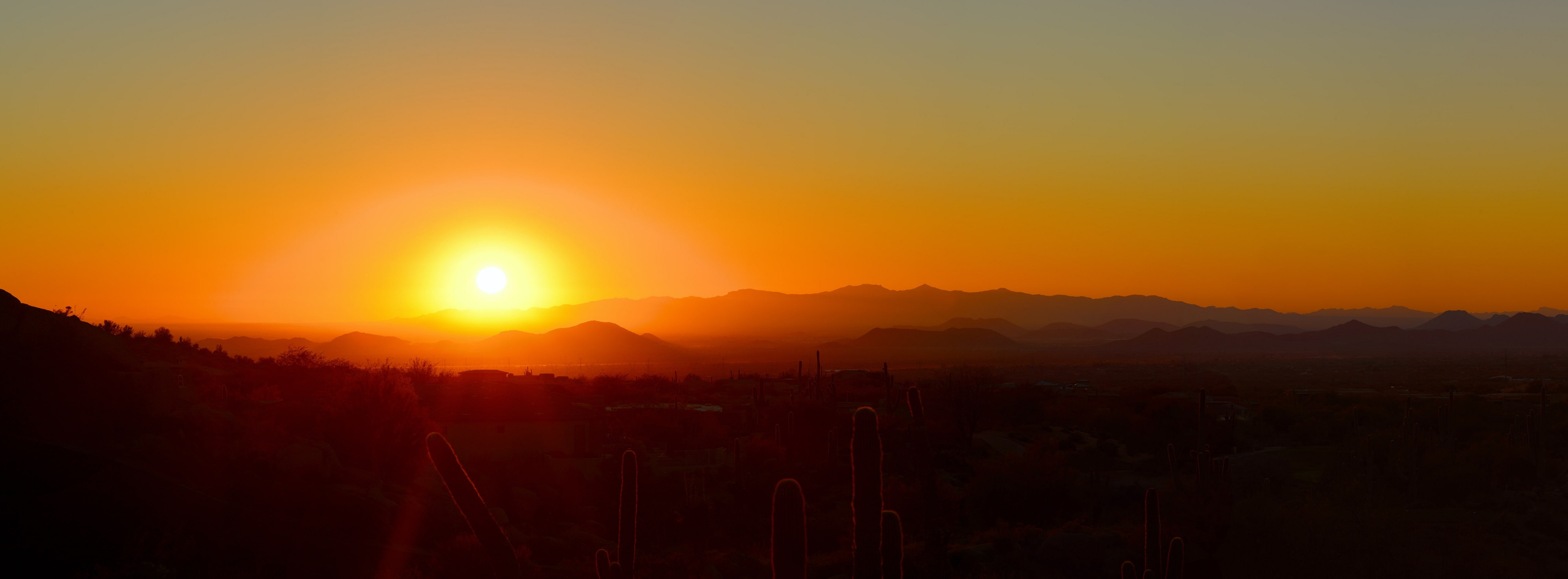 beauty in nature, sunset, idyllic, mountain, mountain range, landscape, bright, sun, United States, Arizona, sunbeam, lens flare, scenics - nature, nature, HD Wallpaper