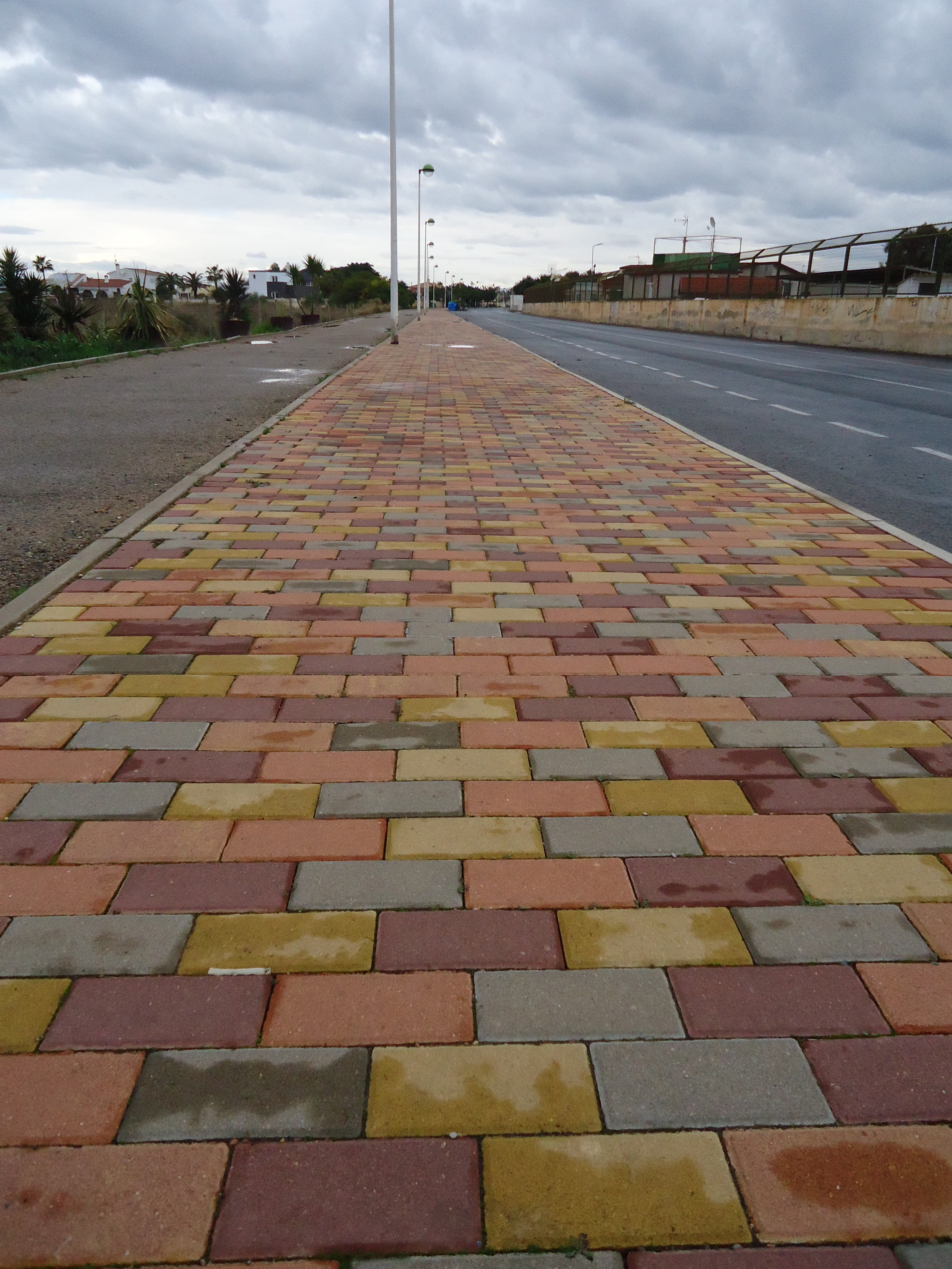 route, sky, street, no people, pattern, the way forward, built structure, paving stone, cobble, sidewalk, nature, walk, colors, transportation, architecture, Phone HD Wallpaper