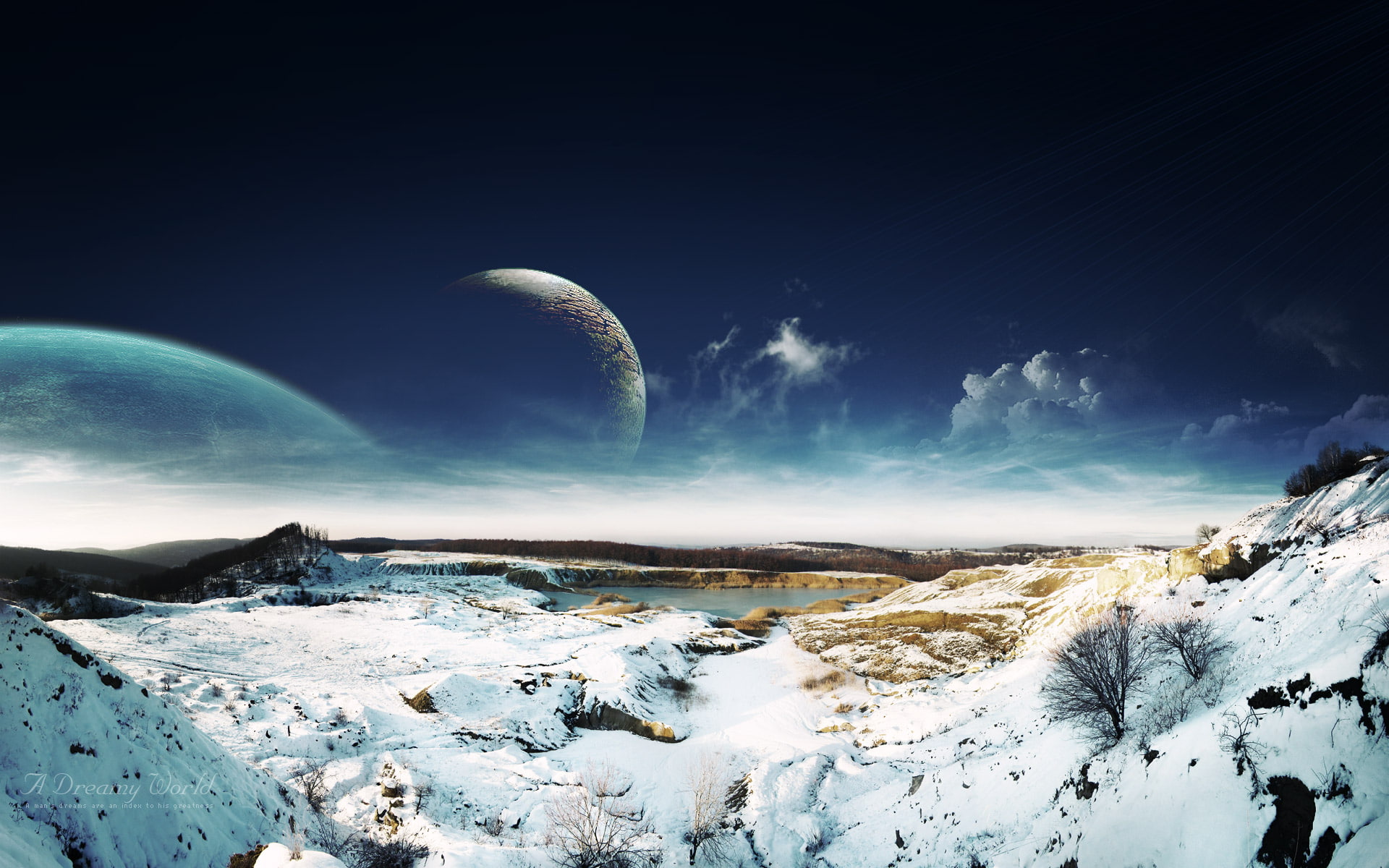 sky, dreamy, fantasy, landscape, 1080P, hd, snow, HD Wallpaper