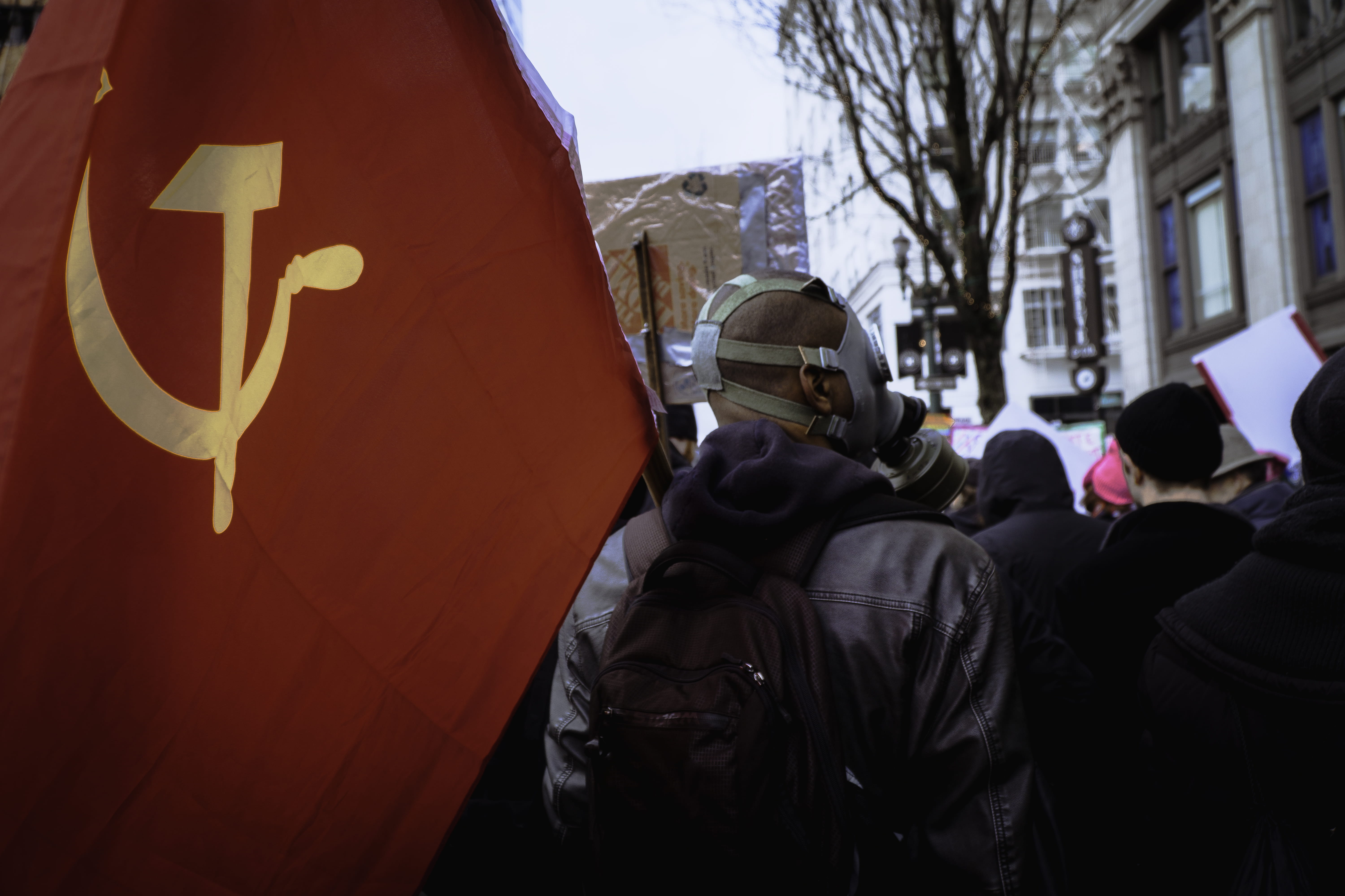 carrying, day, government, helmet, mask, uniform, outdoors, daytime, man, group of people, city, 5K, safety, police force, security, soviet, rear view, HD Wallpaper