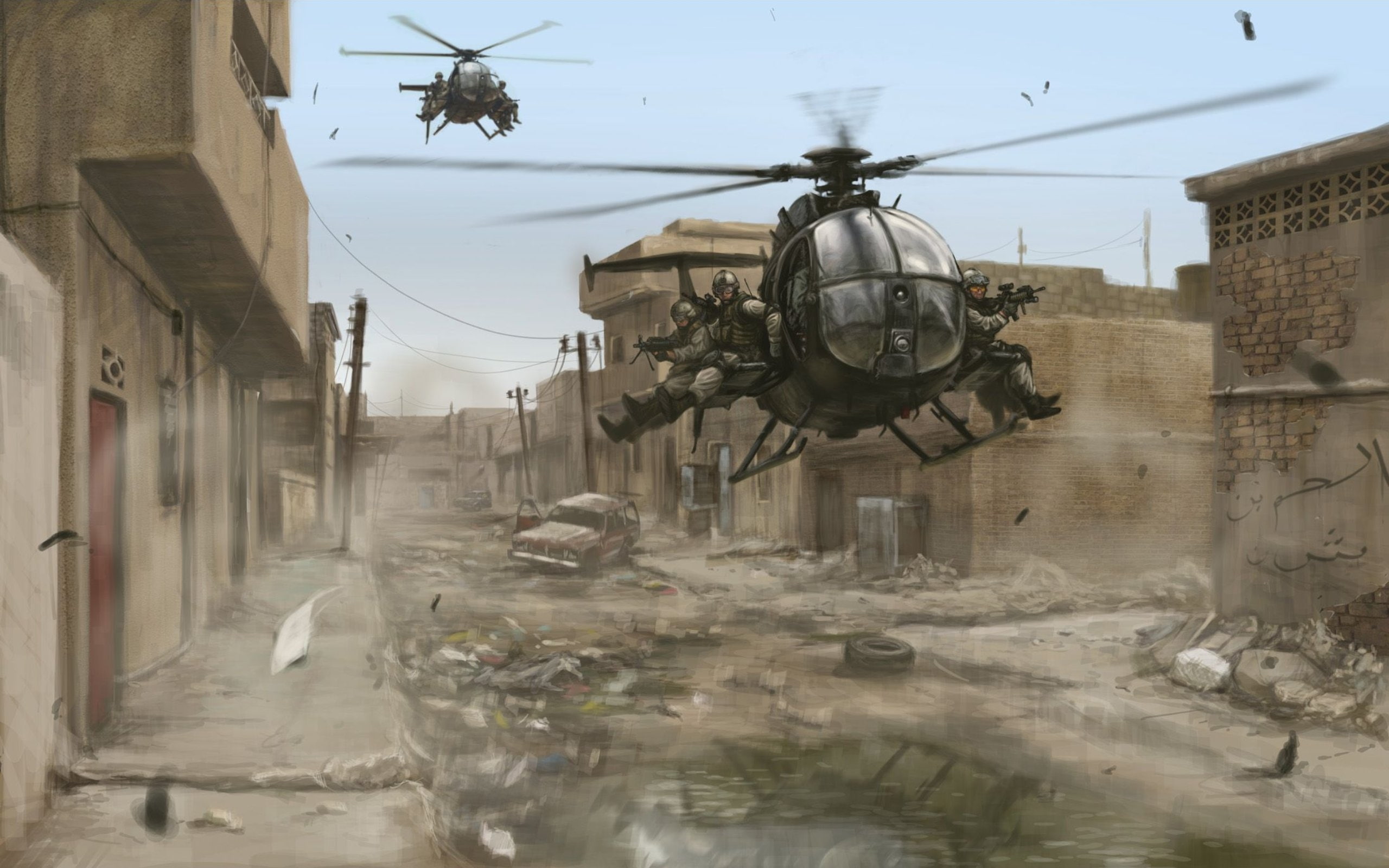 helicopters, buildings, delta, cityscapes, military, soldiers, force, hawk, 2K, hd, black, art, vehicles, artwork, aircraft, HD Wallpaper