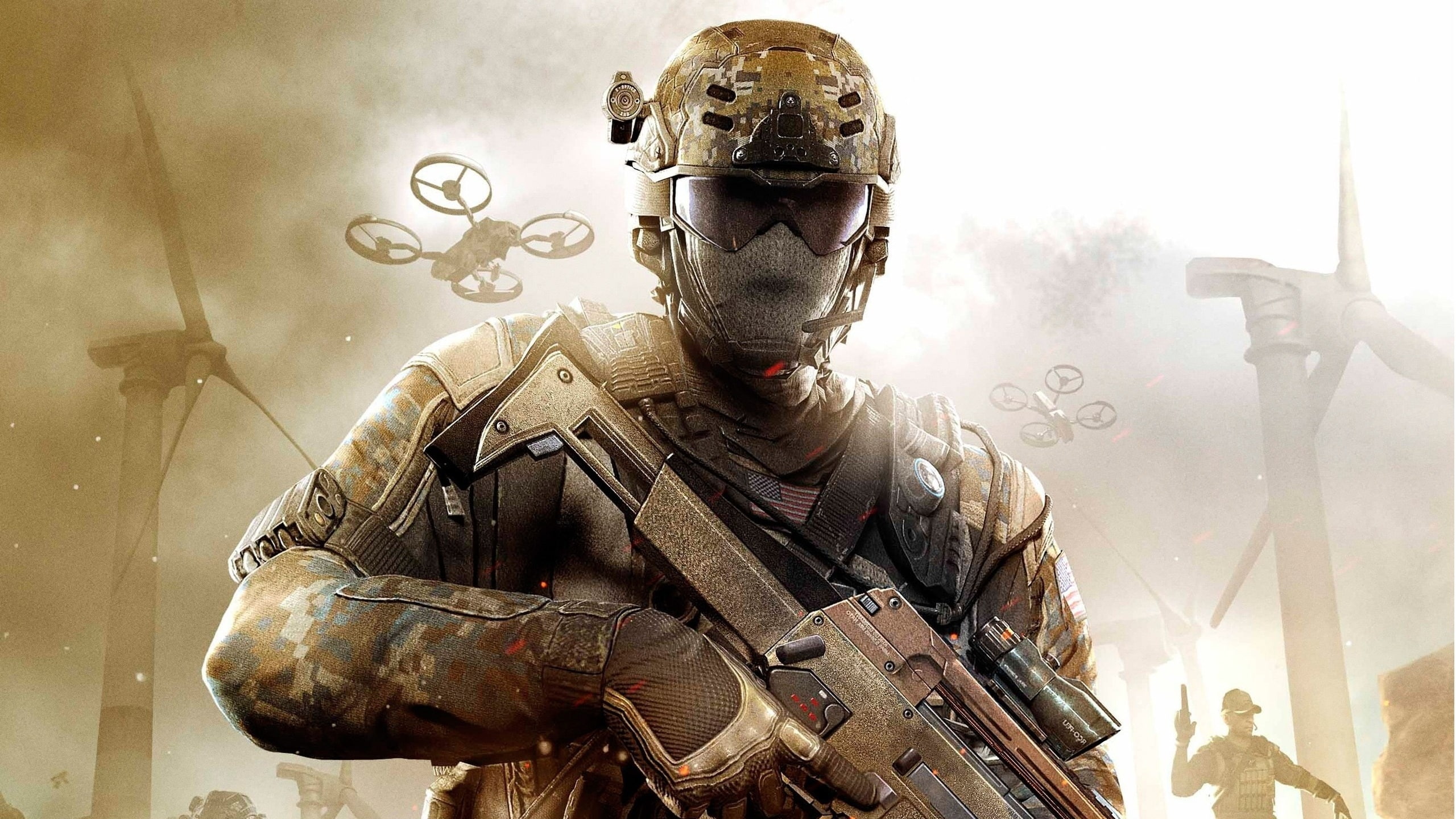 2K, black, call, ops, duty, weapons, windmills, soldier, military, HD Wallpaper