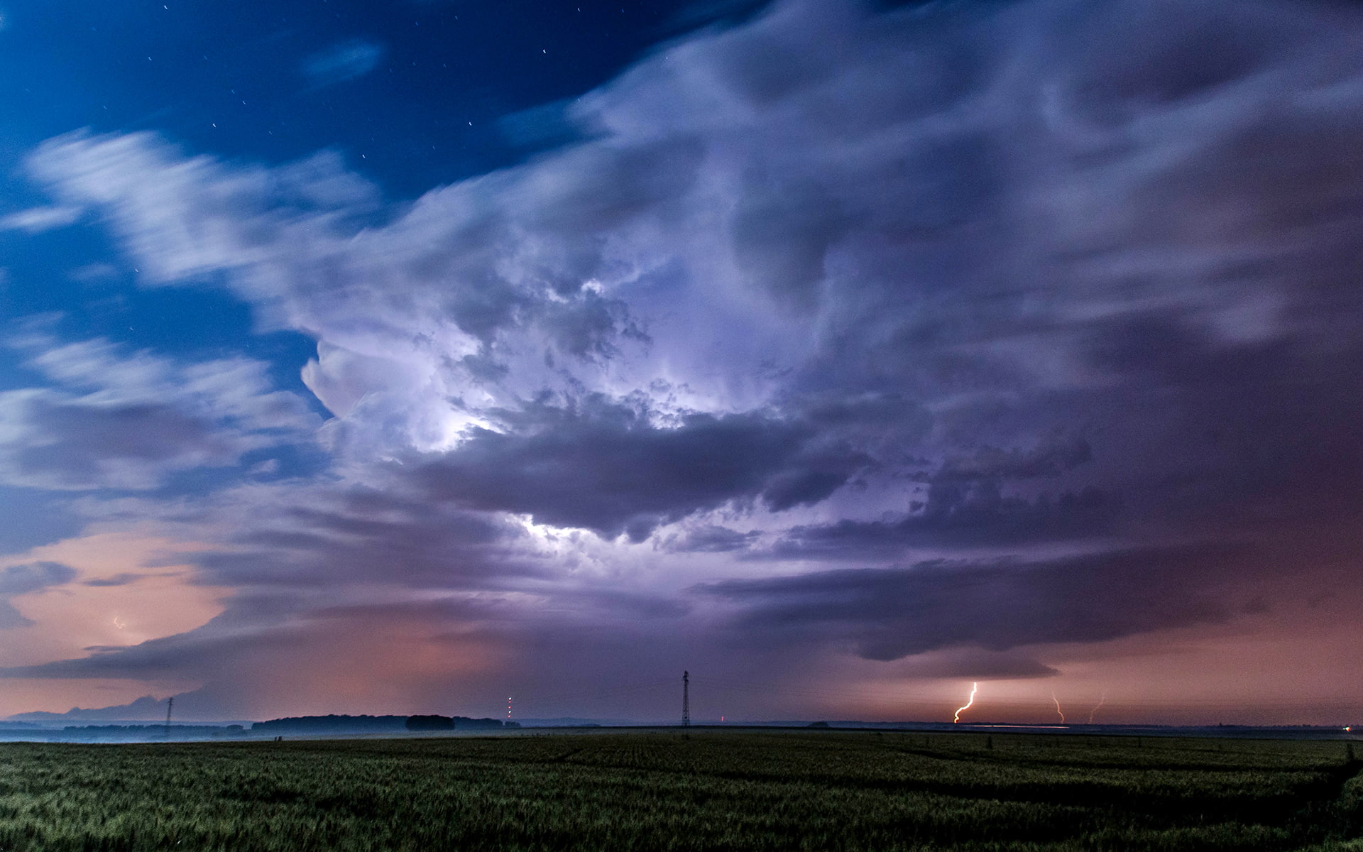 clouds, lightning, nature, hd, 1080P, night, storm, HD Wallpaper