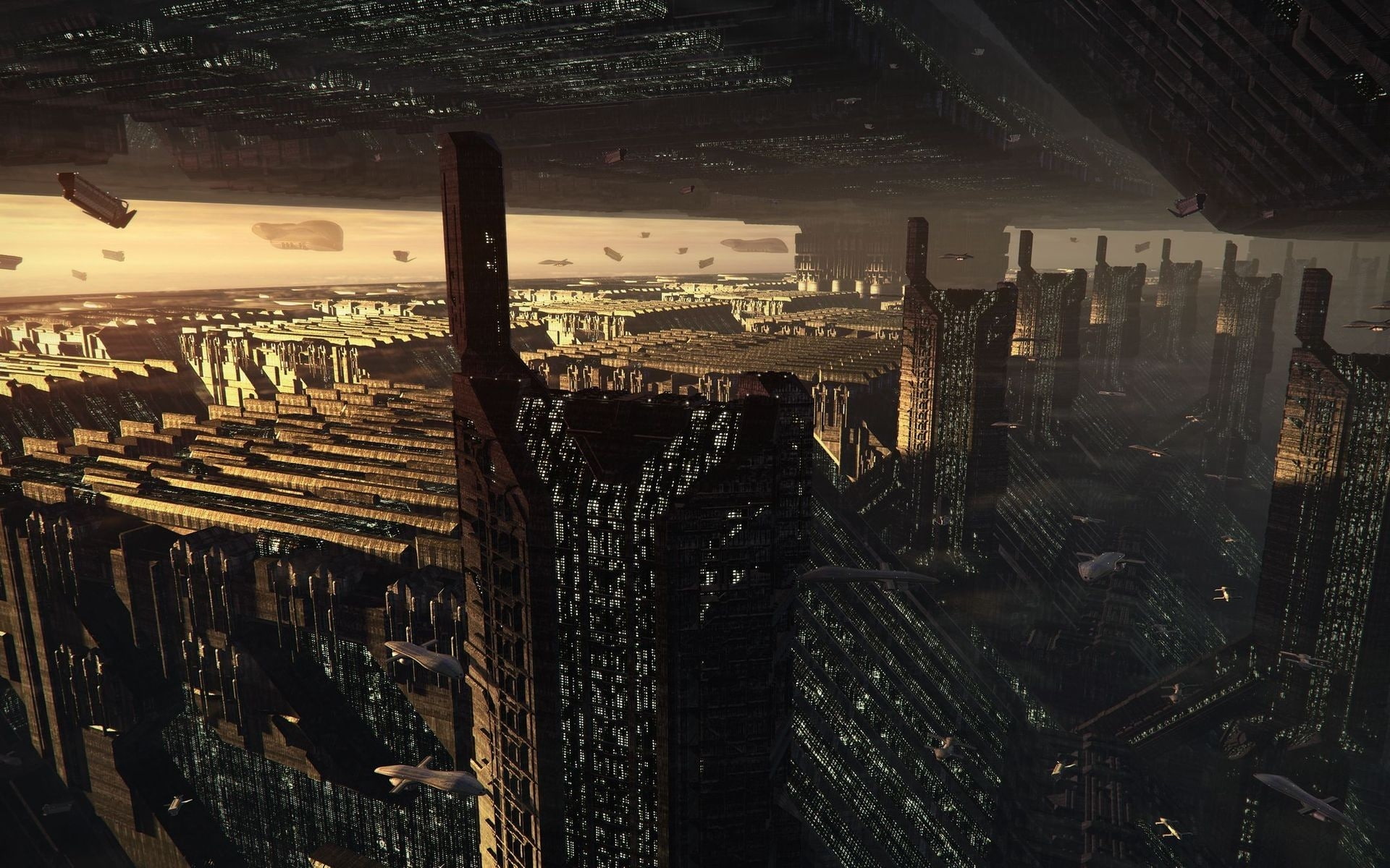 wallpape, abstract, fiction, cityscapes, skyscrapers, x, fantasy, deus, art, science, ex, hd, Futuristic, 1080P, pyramids, HD Wallpaper