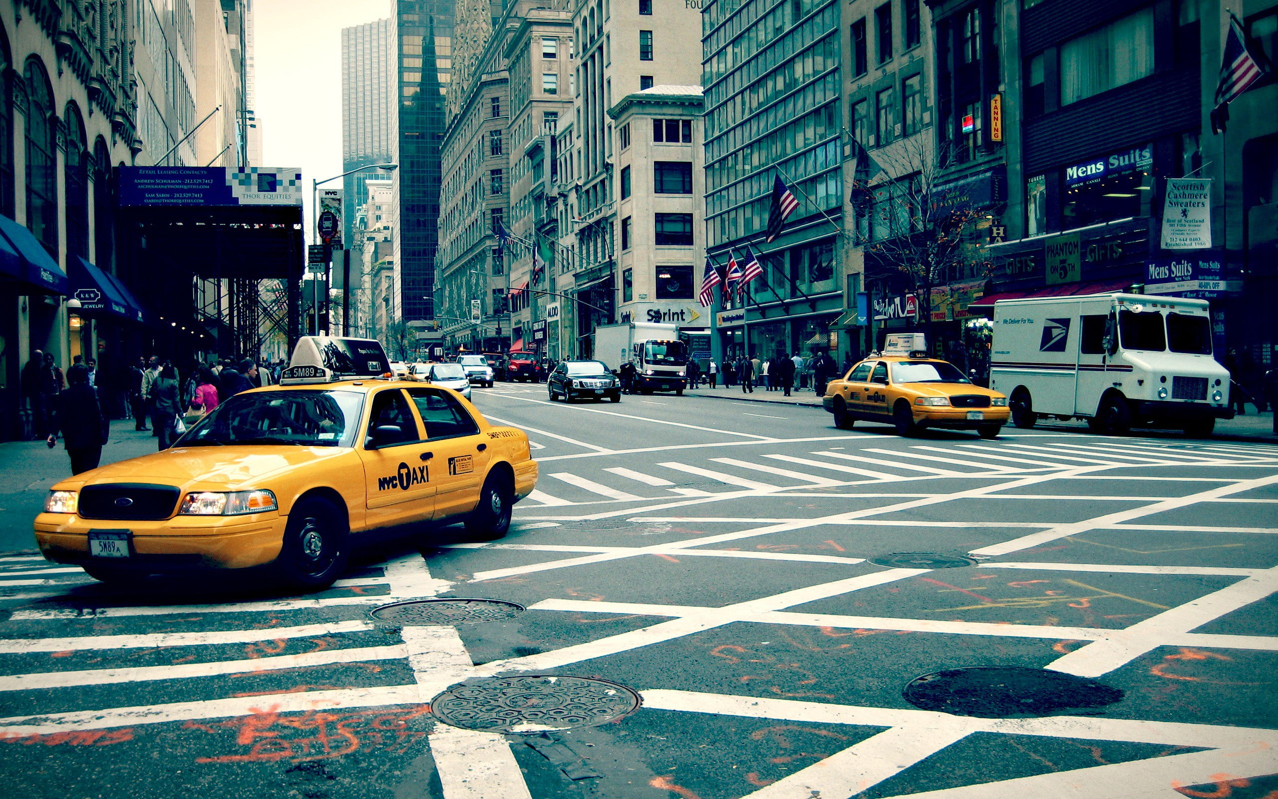 street, new, hd, cityscape, buildings, york, taxi, 2K, HD Wallpaper