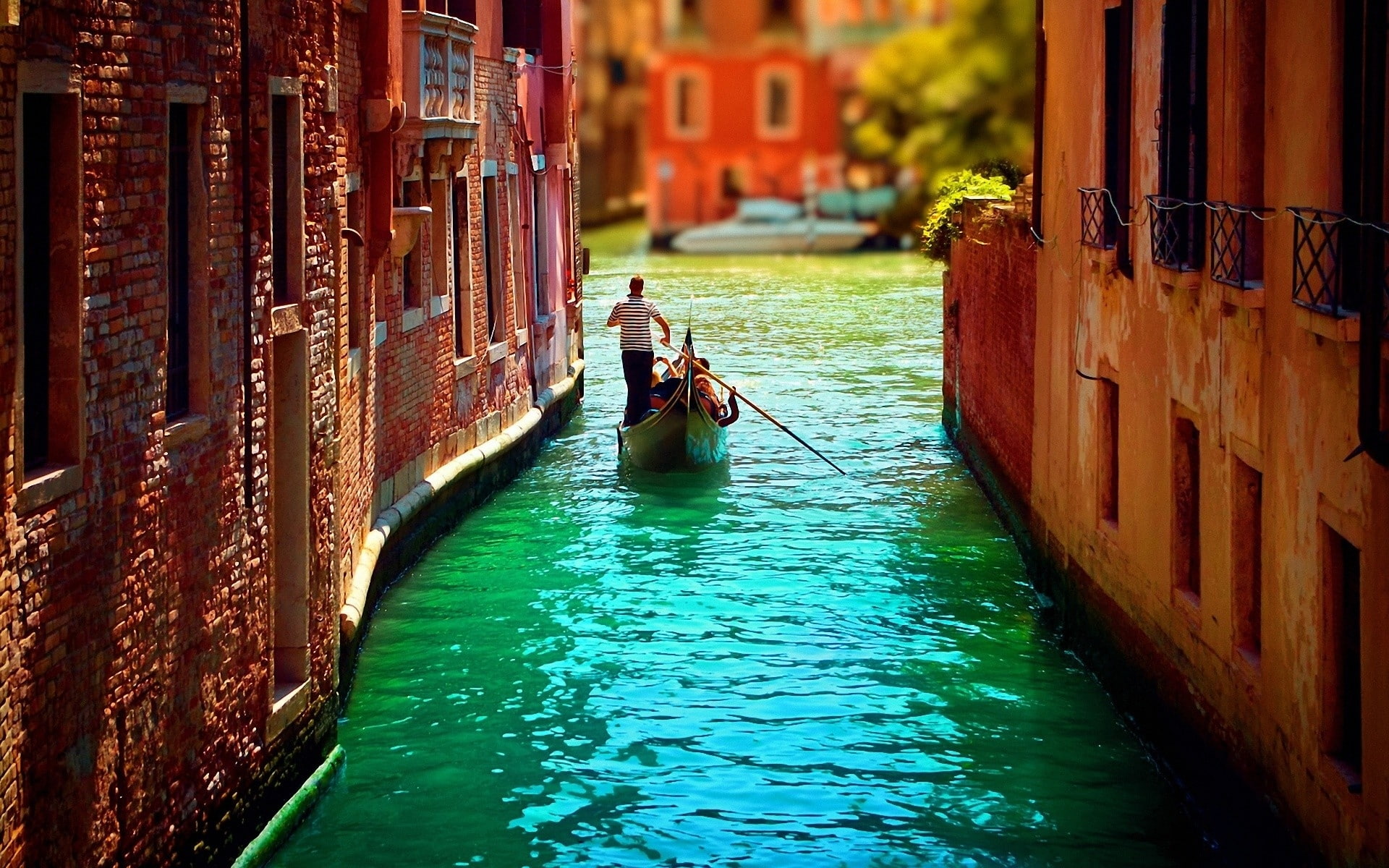 1080P, gondol, venedik, canal, nature, art, venetzia, hd, x, cityscapes, Italy, tiltshift, HD Wallpaper