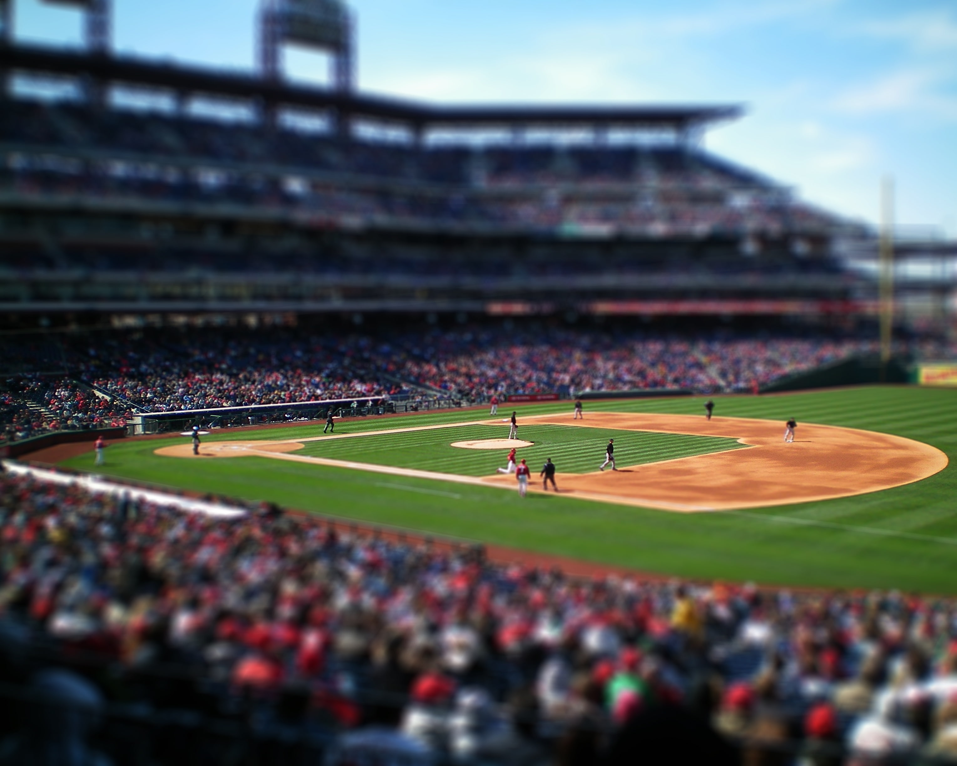baseball, tiltshift, x, sports, 2K, art, stadium, hd, tilt-shift, HD Wallpaper