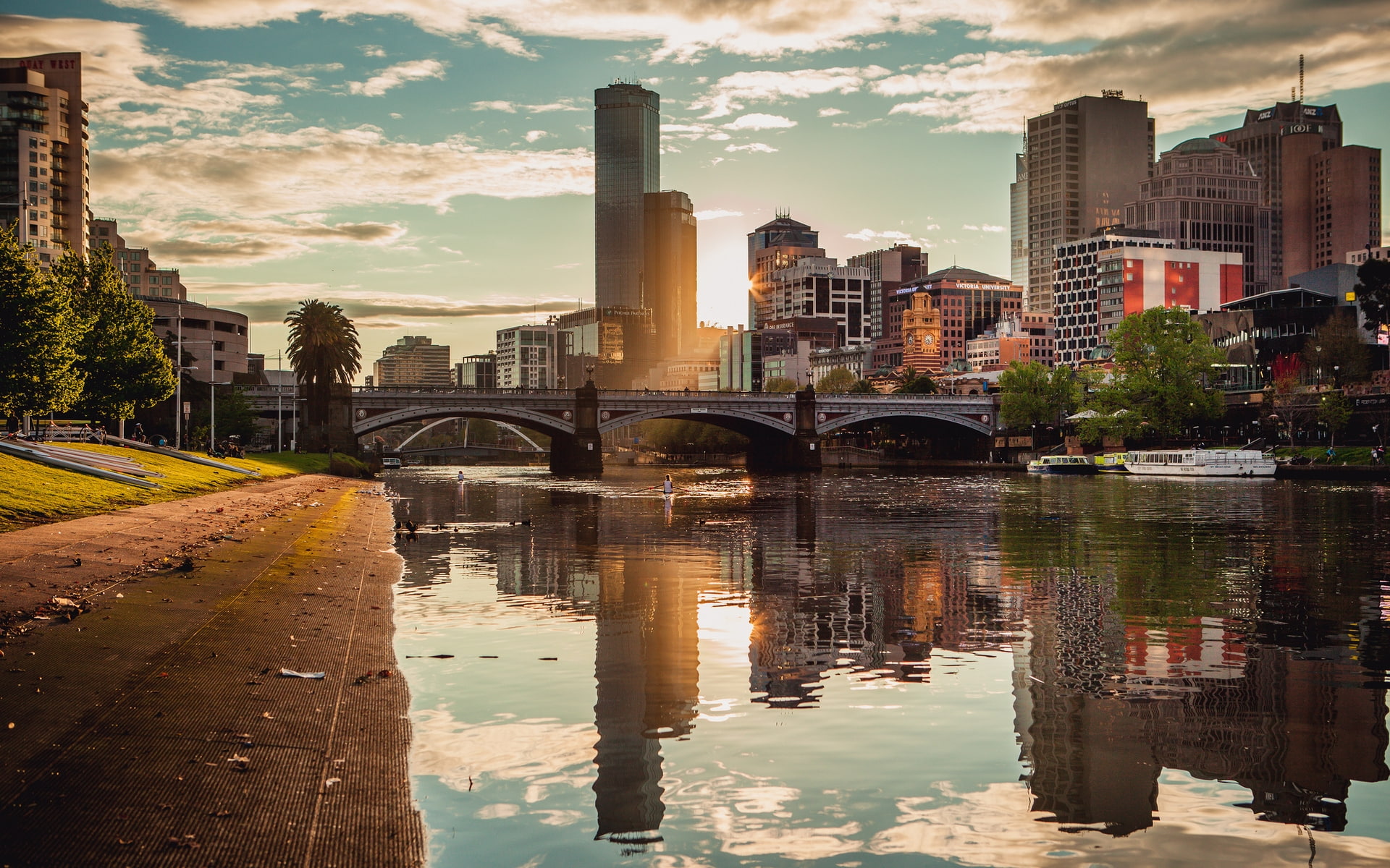melbourne, city, bridge, 1080P, HD Wallpaper